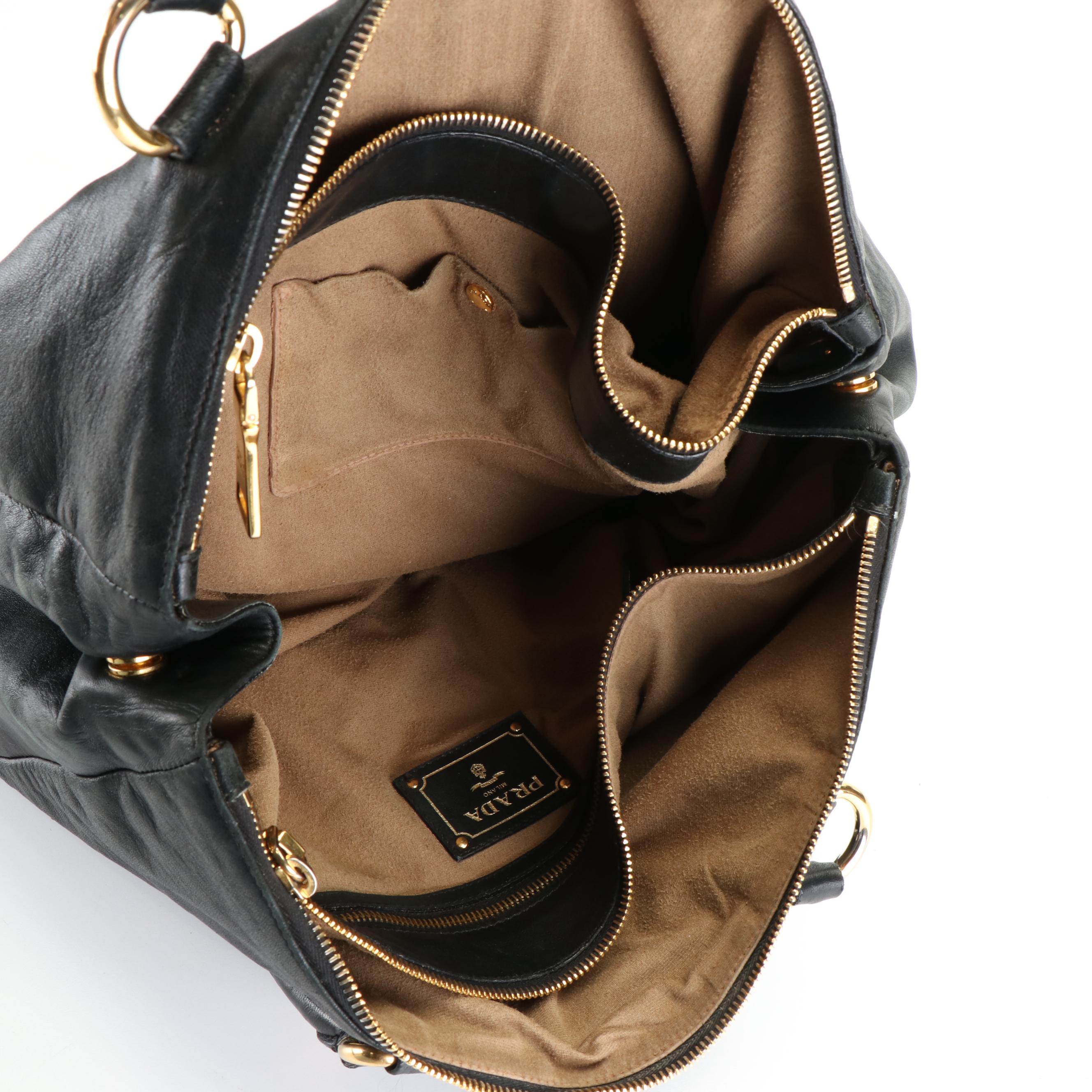 Prada Satchel in Black Vitello Daino Leather