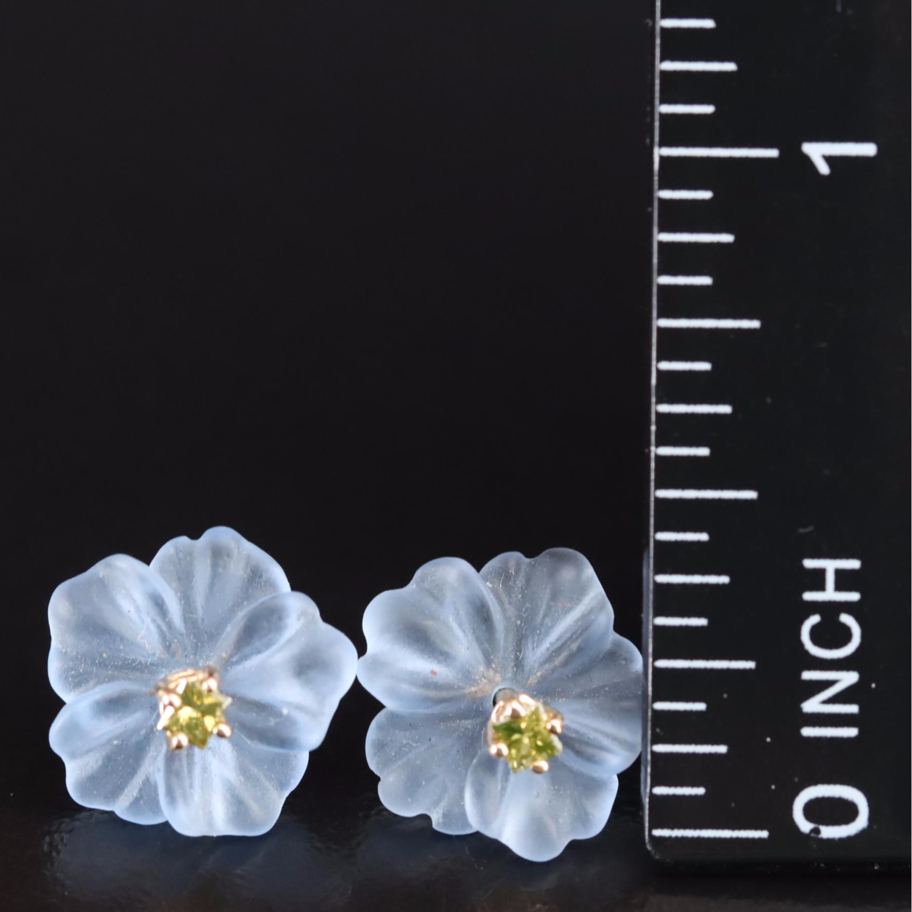 14K 0.12 CTW (Origin Undetermined) Diamond Earrings with Chalcedony Enhancers