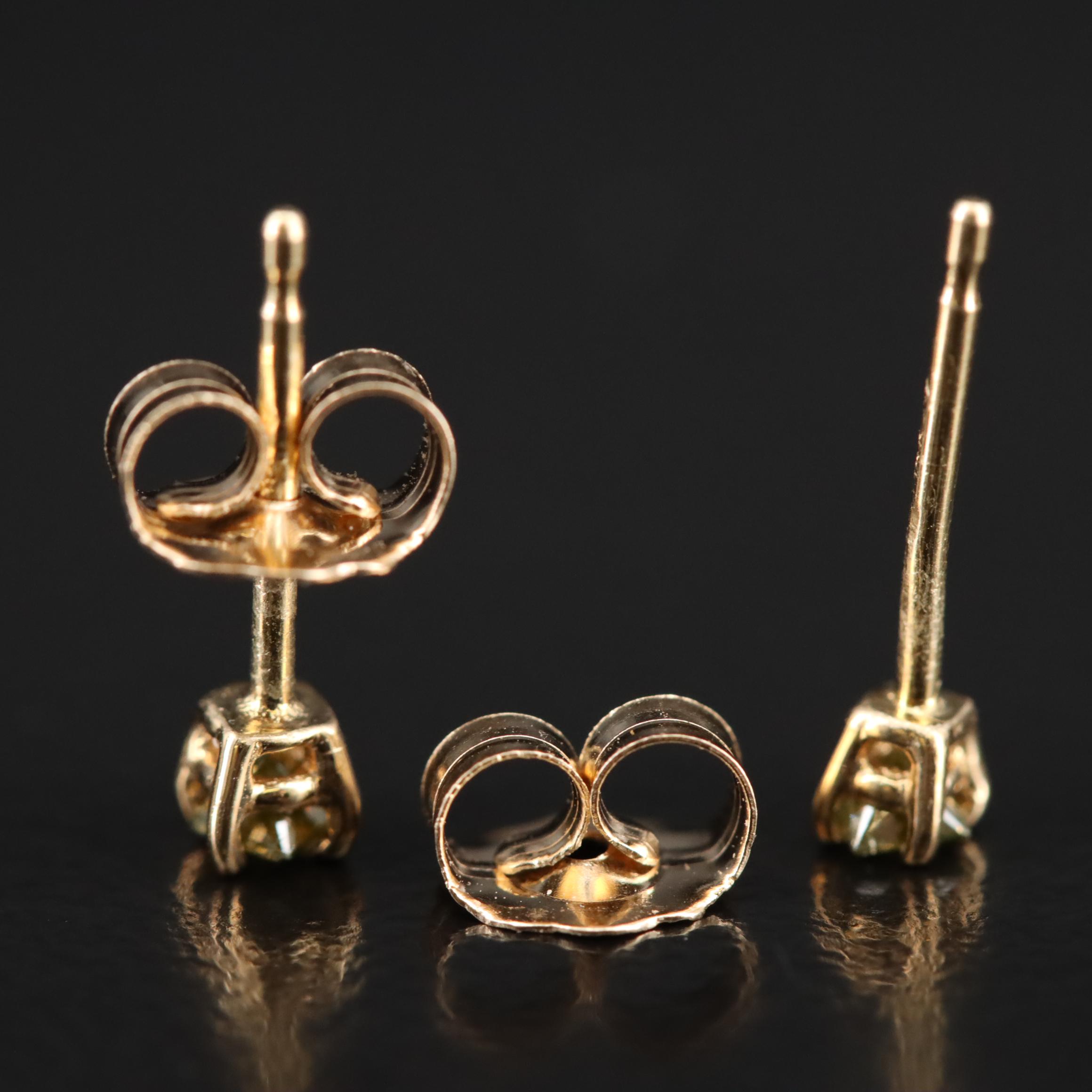 14K 0.12 CTW (Origin Undetermined) Diamond Earrings with Chalcedony Enhancers