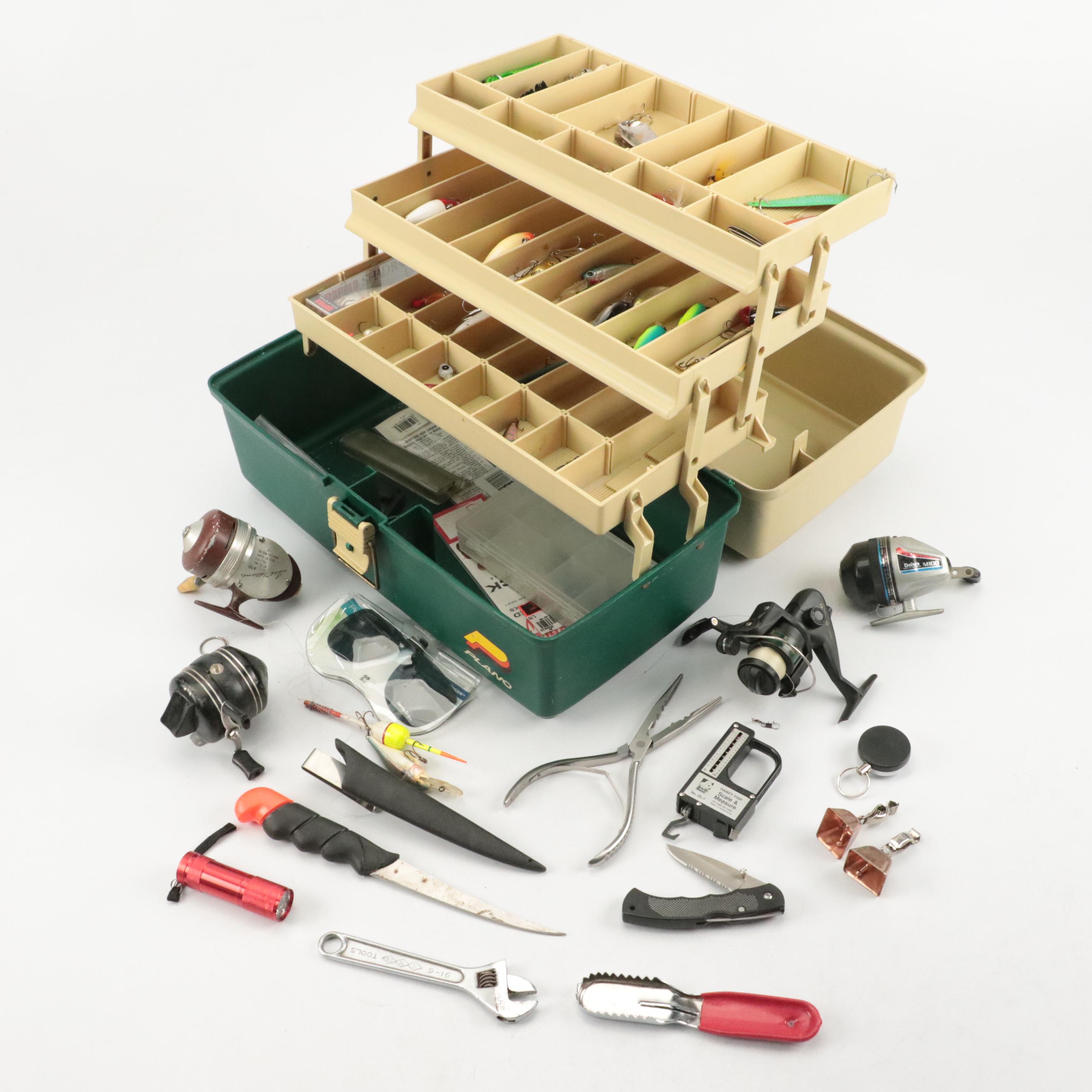 Plano Tackle Box with Other Fishing Reels, Lures, and More