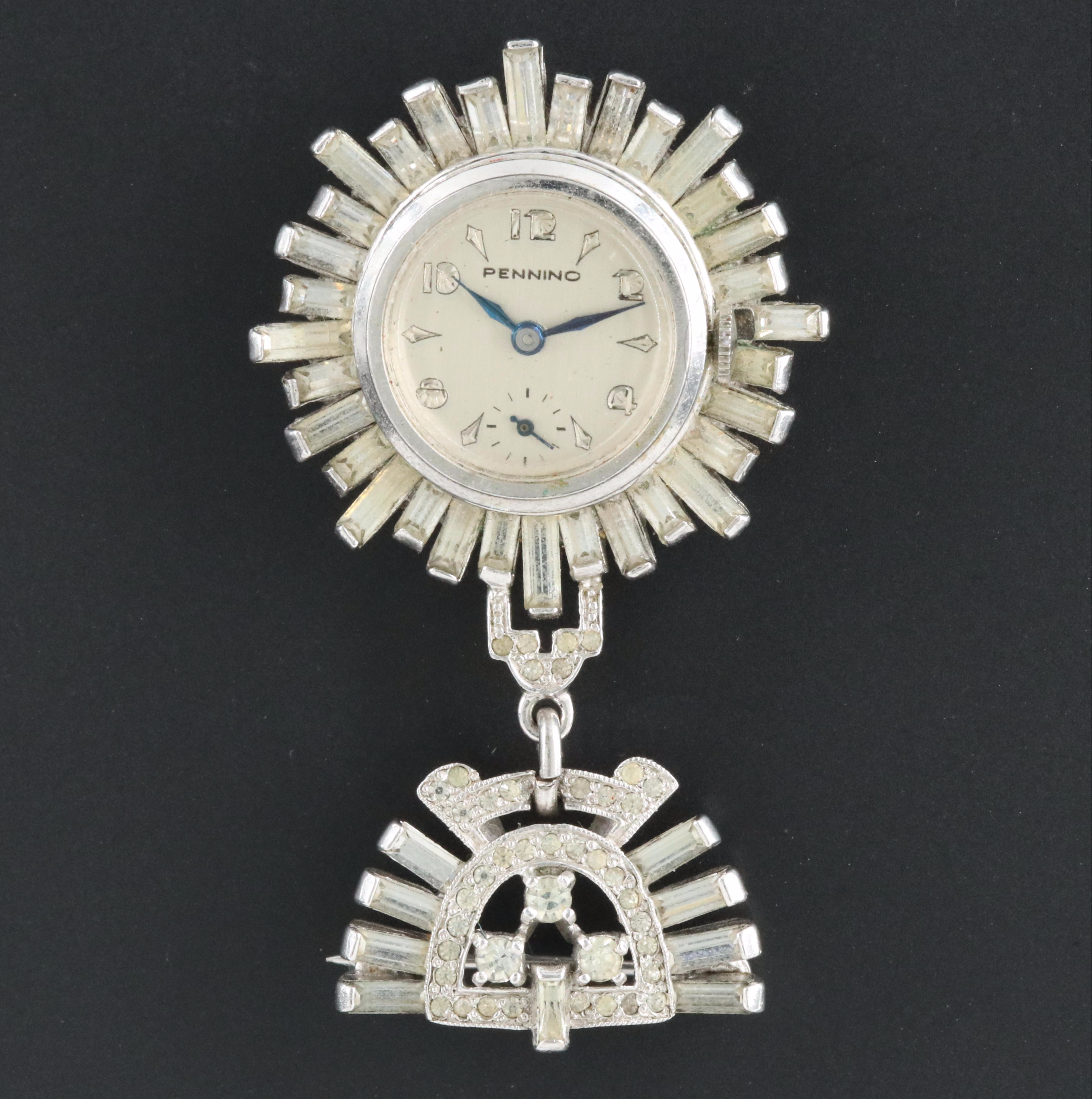 Swiss Pennino Stem Wind Brooch Watch