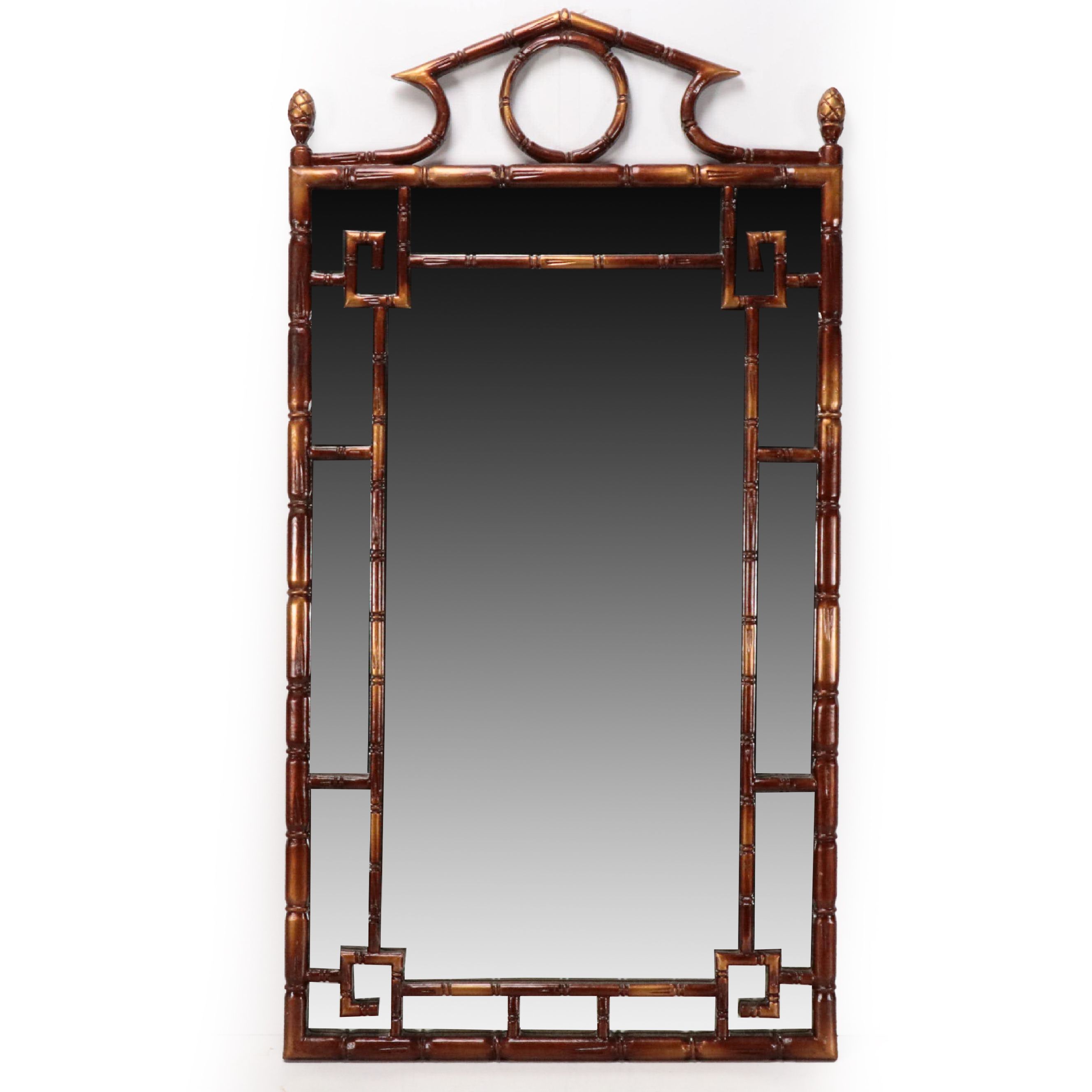 Hollywood Regency Style Burnished Gold Faux Bamboo