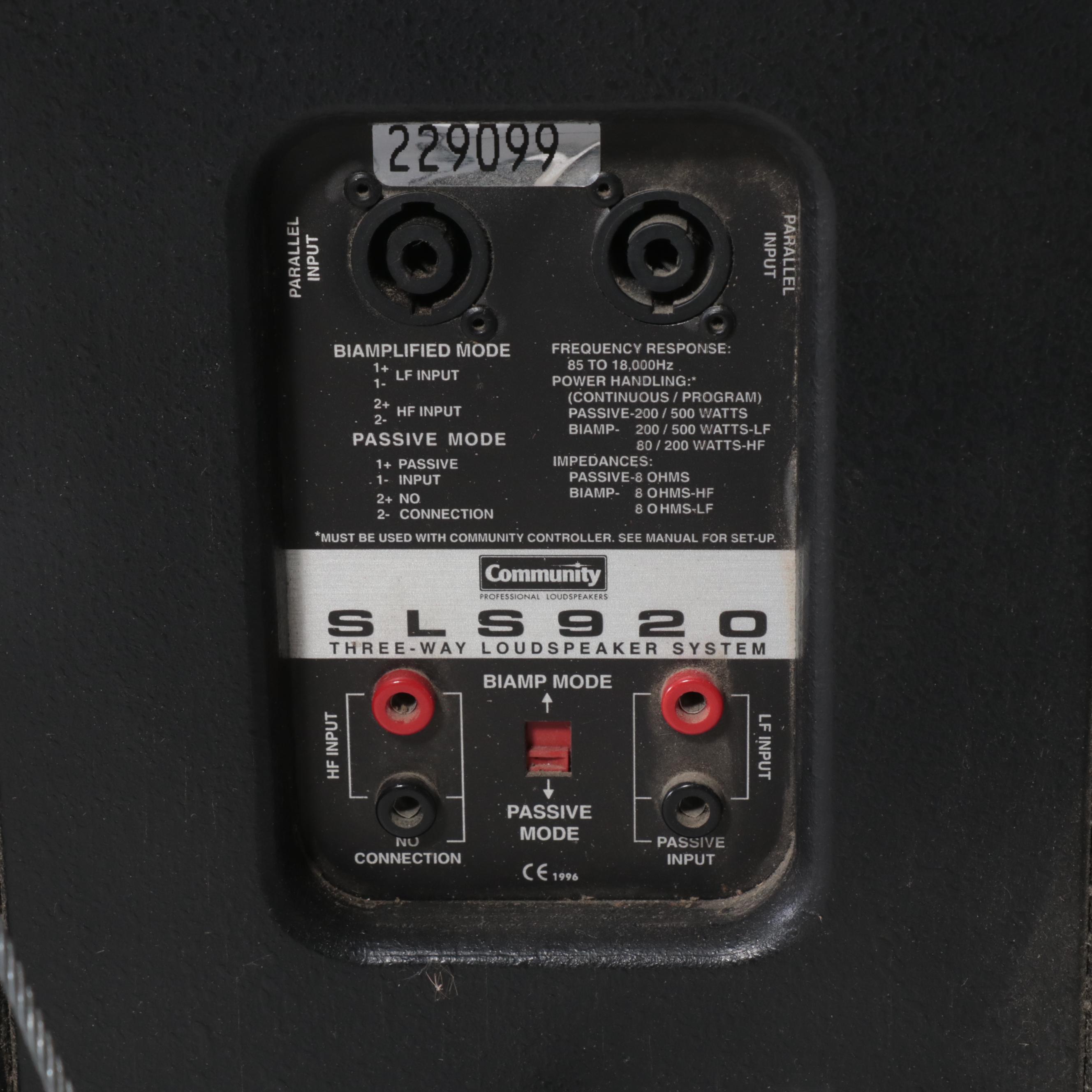 Set of Six Community Solutions SLS920 Loudspeakers