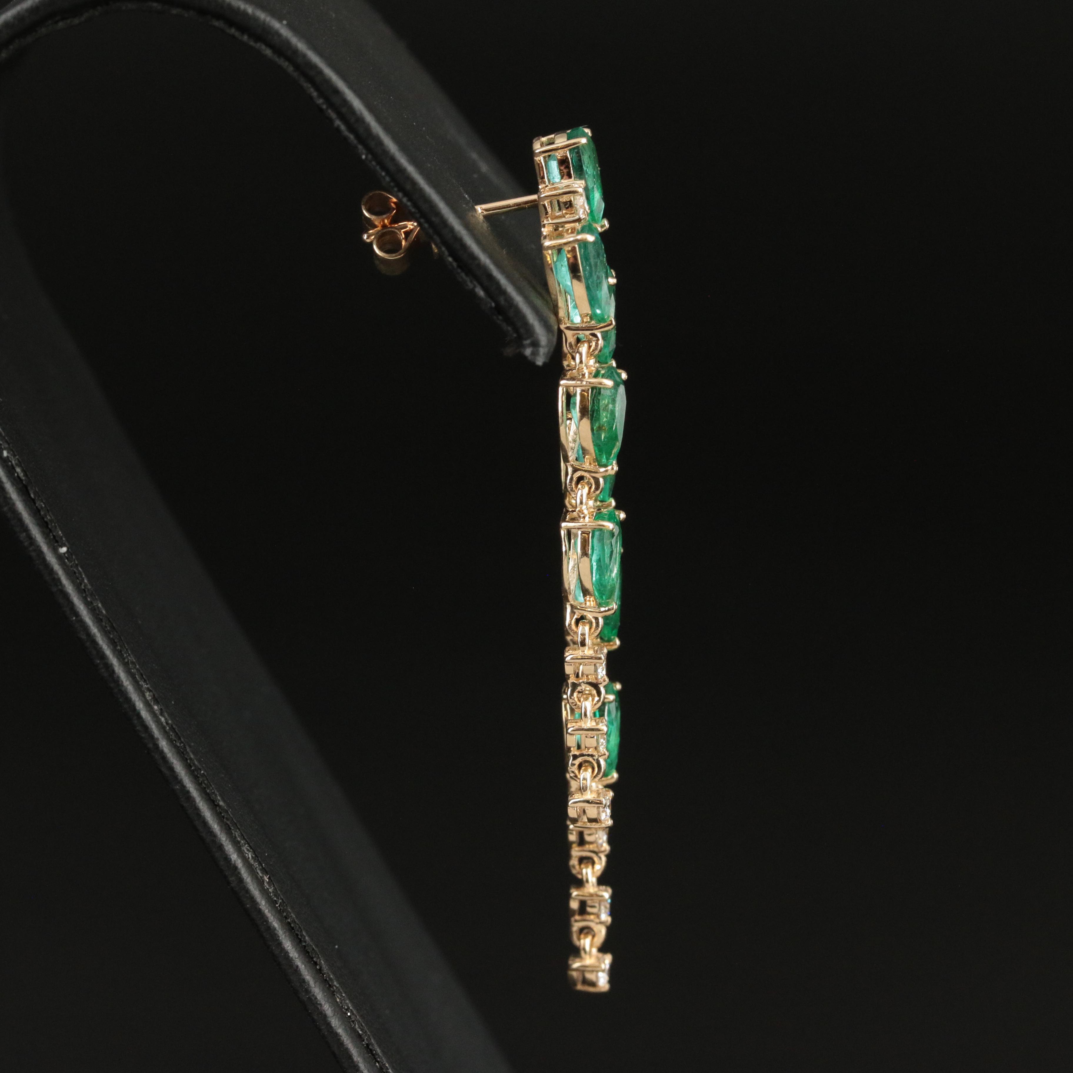 14K Emerald and Diamond Drop Earrings