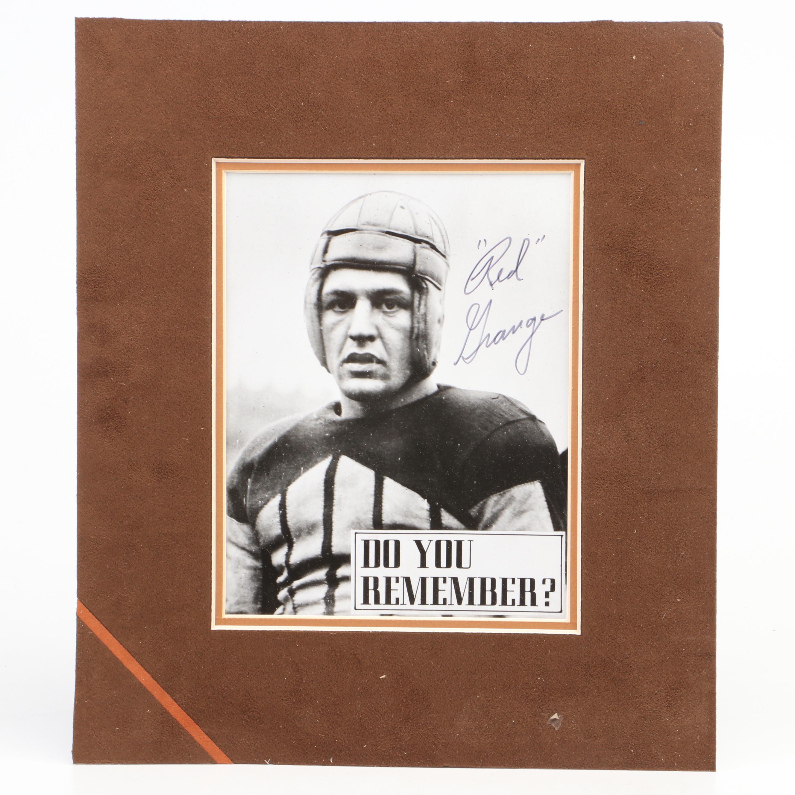 Red Grange Signed Matted Football Print