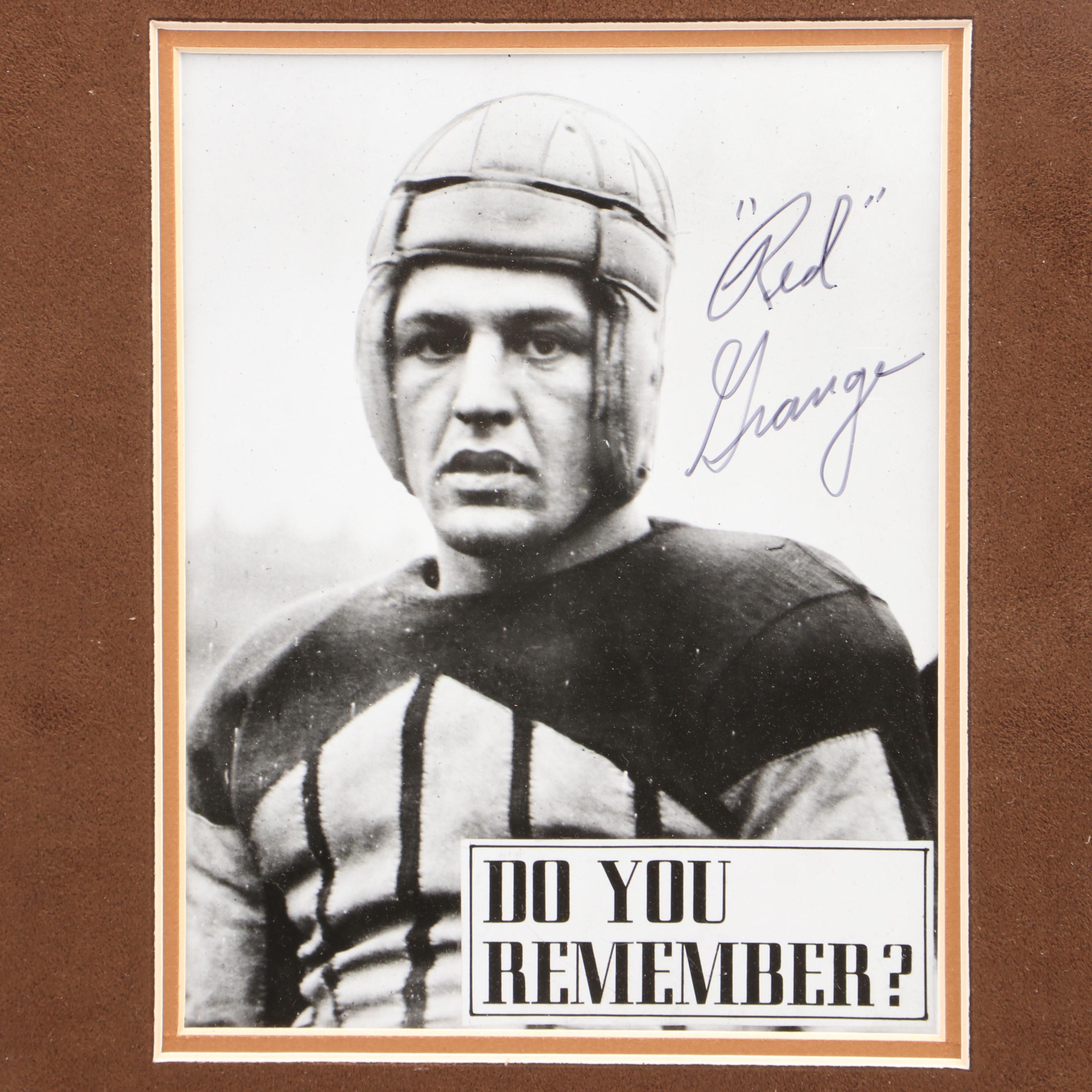 Red Grange Signed Matted Football Print