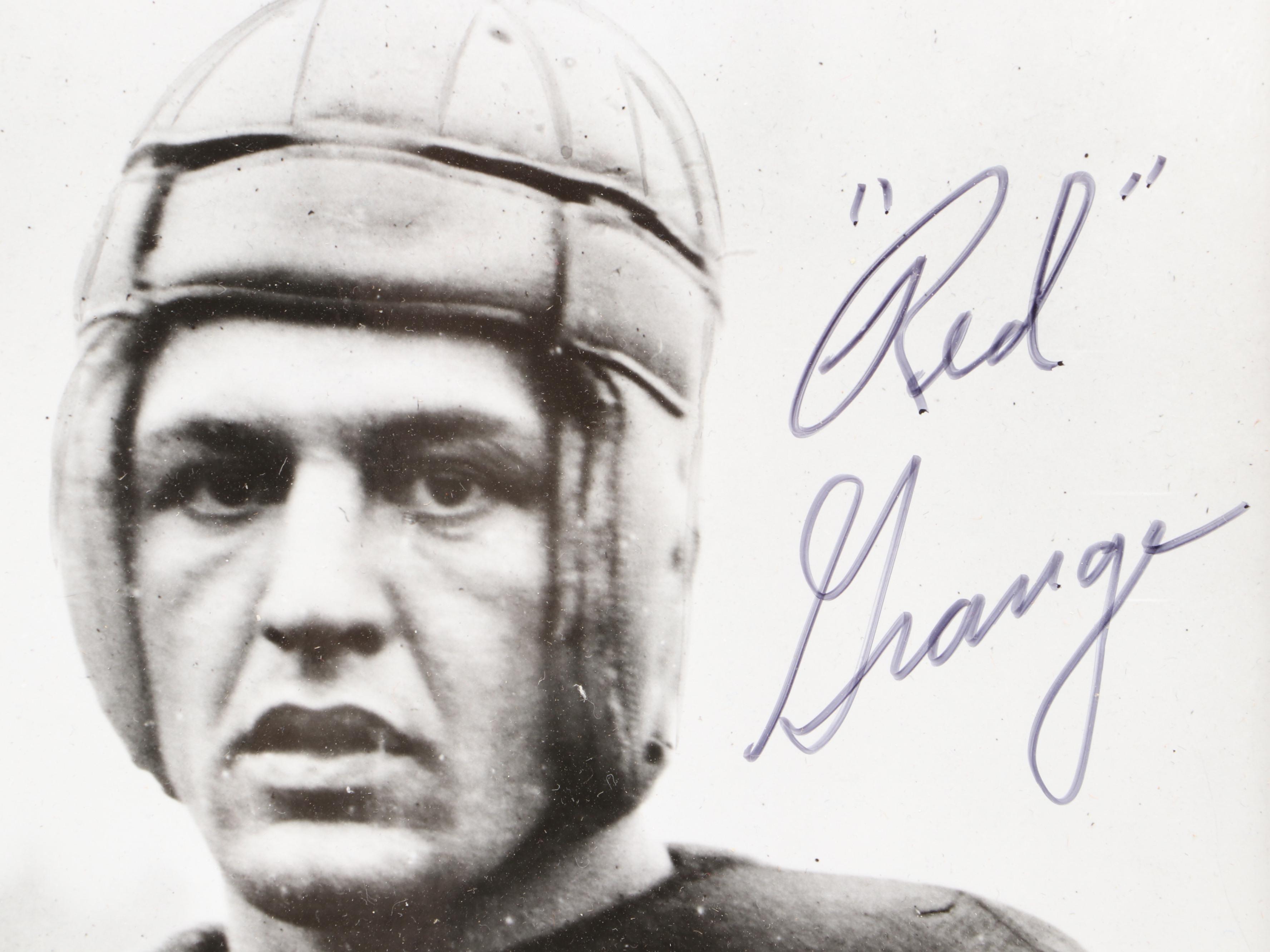 Red Grange Signed Matted Football Print
