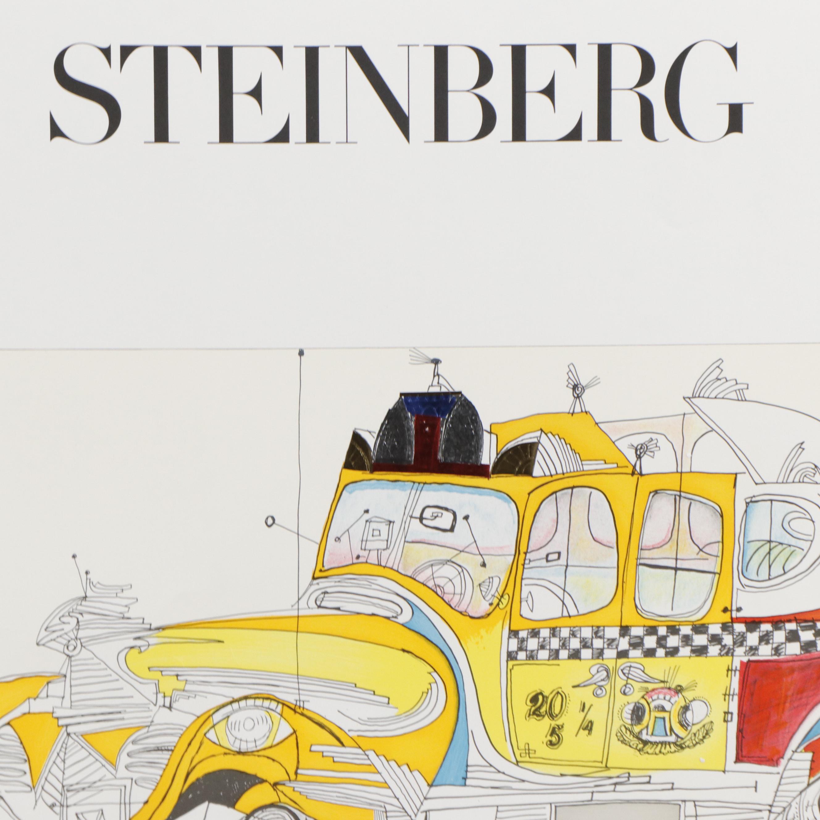 Embellished Lithograph Exhibition Poster after Saul Steinberg, 1977