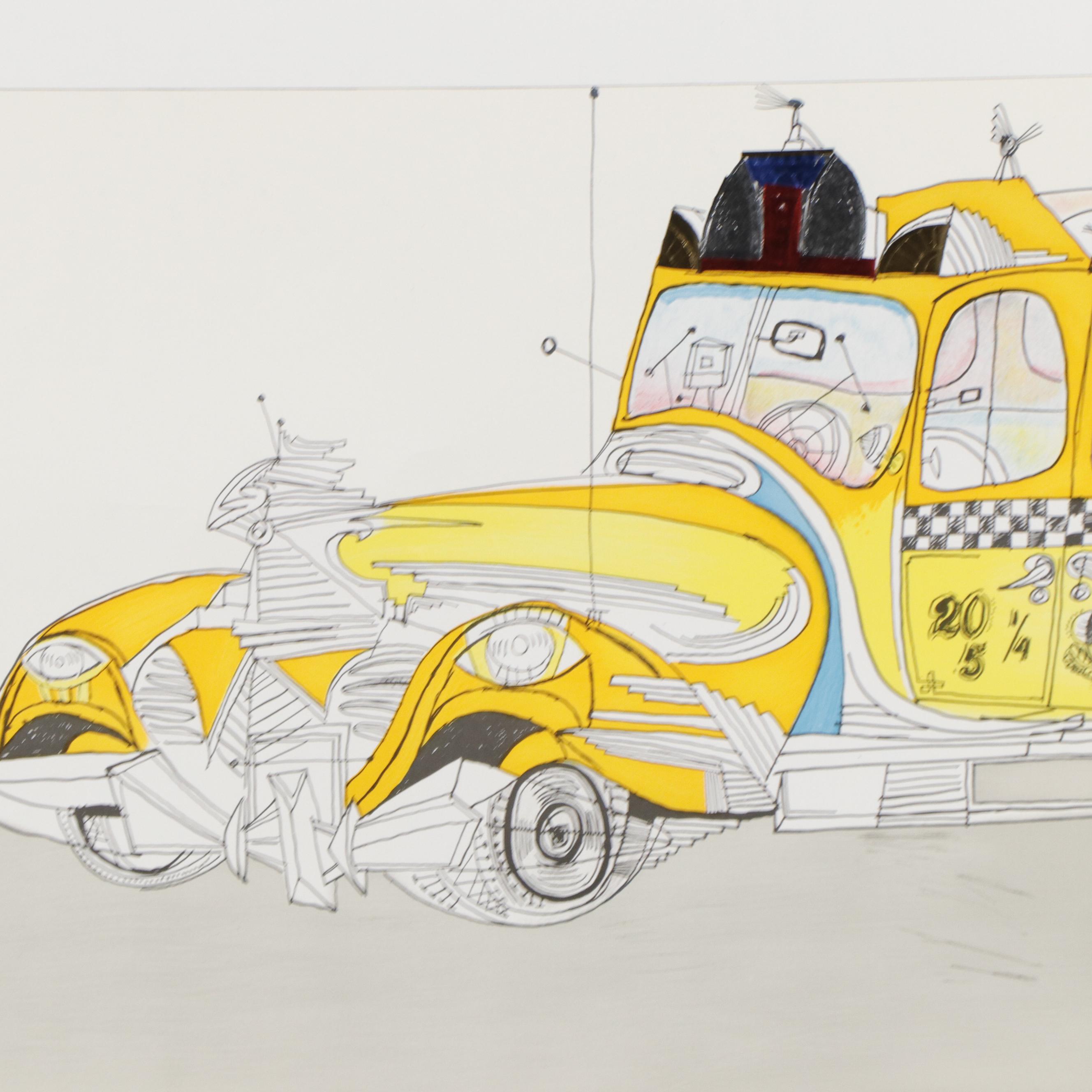 Embellished Lithograph Exhibition Poster after Saul Steinberg, 1977