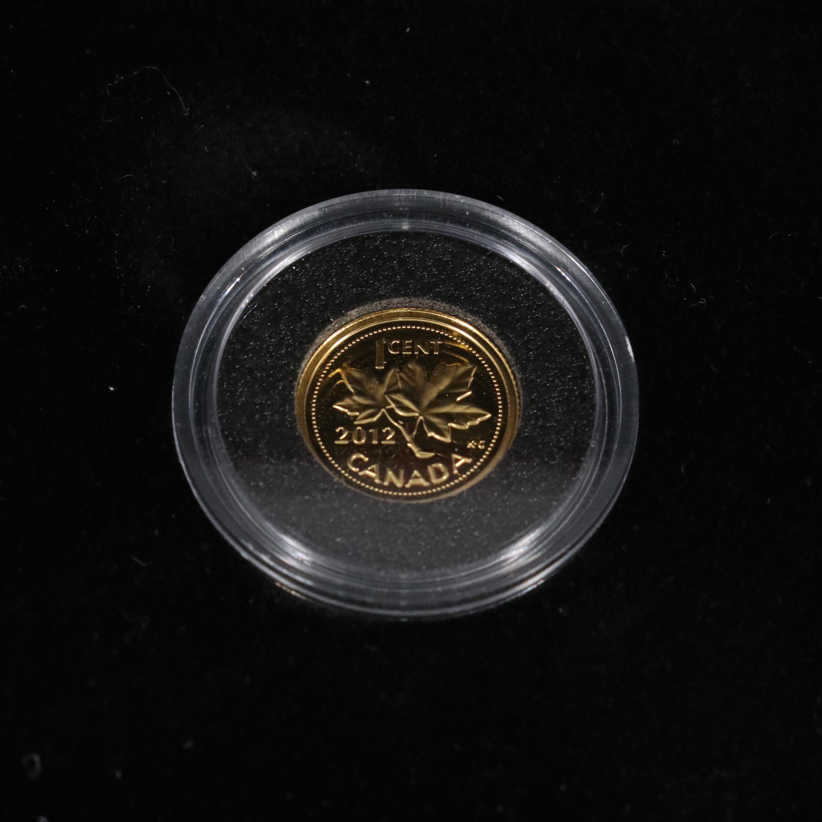 2012 Canada 1/25th Oz. Gold 1-Cent Coin