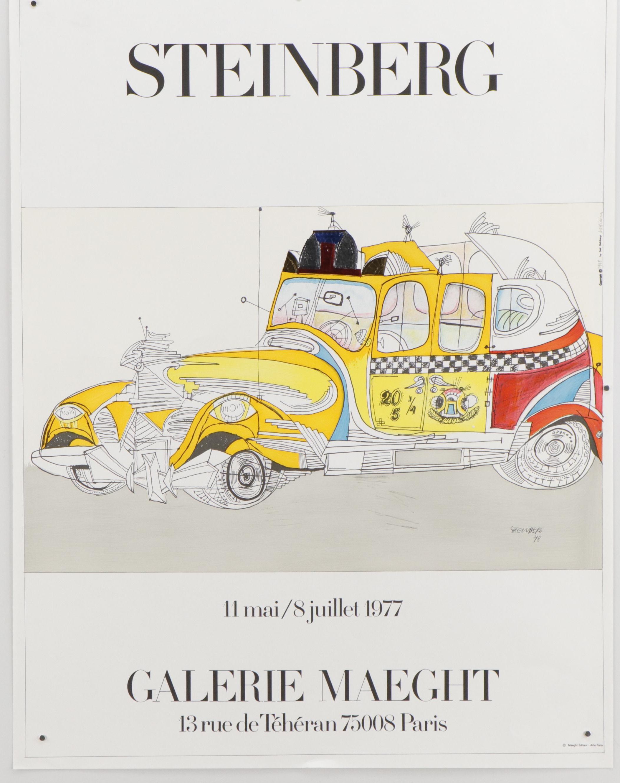 Embellished Lithograph Exhibition Poster after Saul Steinberg, 1977