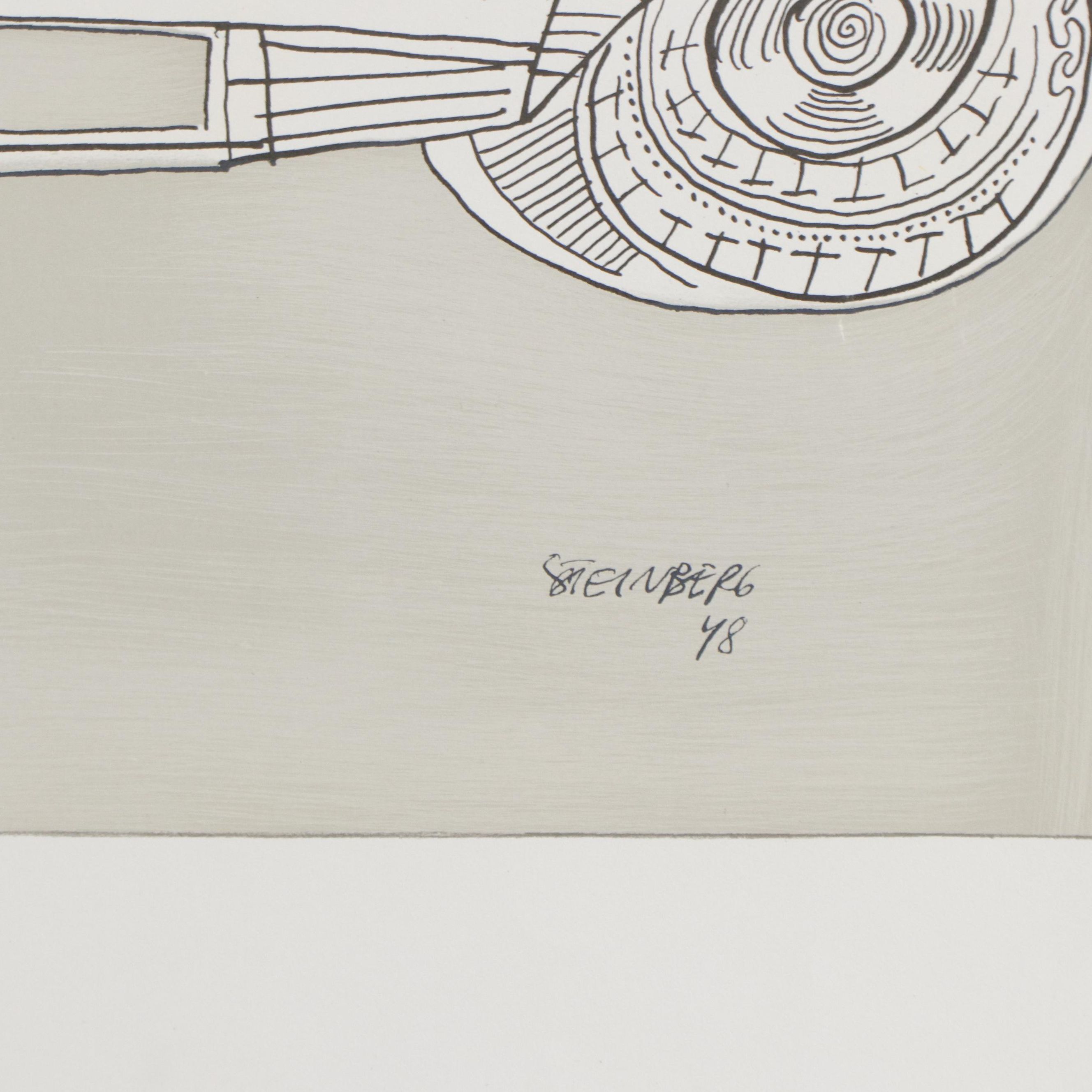 Embellished Lithograph Exhibition Poster after Saul Steinberg, 1977