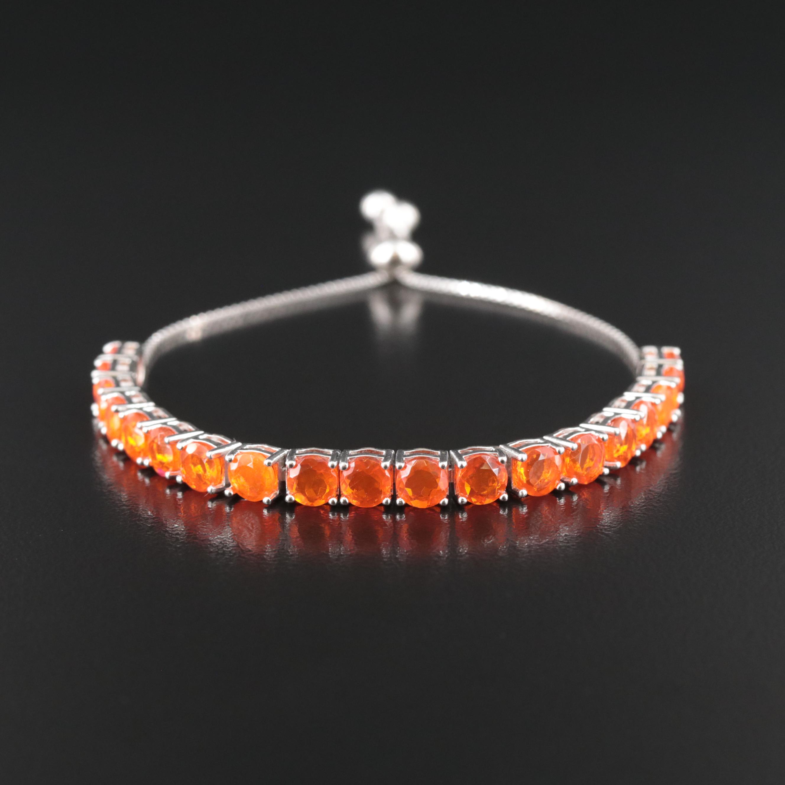 Sterling Fire Opal Bolo Bracelet