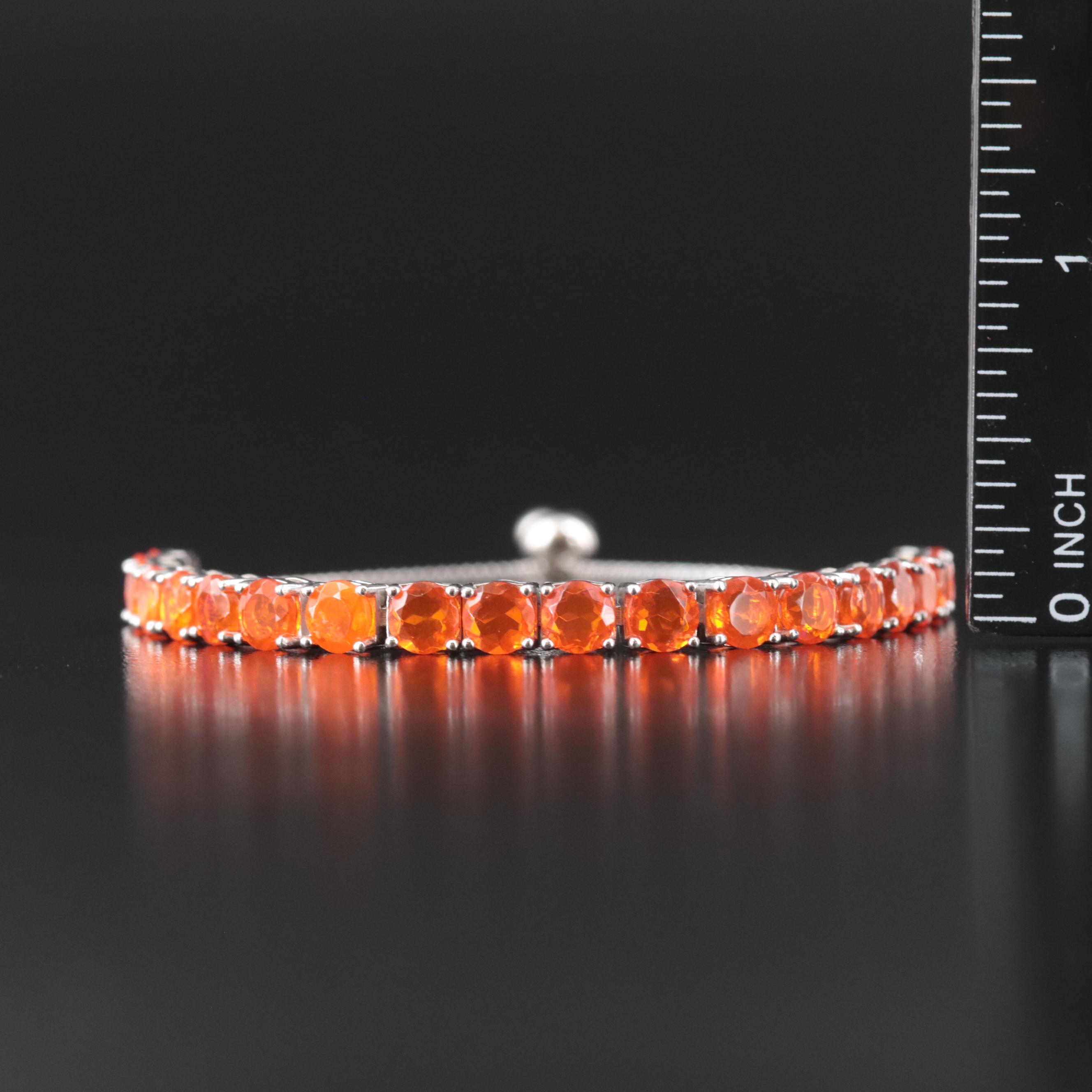 Sterling Fire Opal Bolo Bracelet