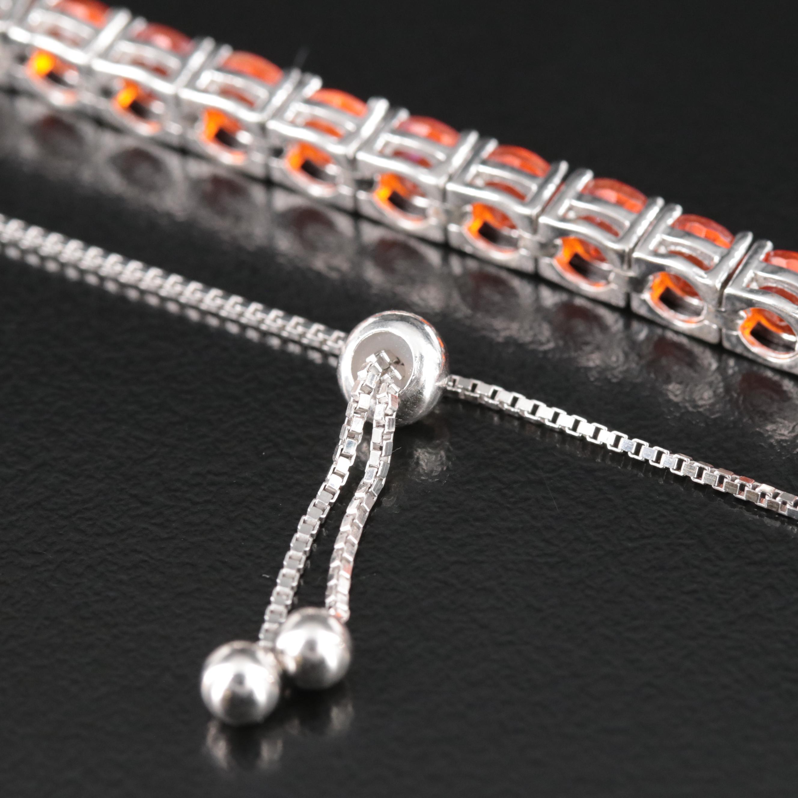 Sterling Fire Opal Bolo Bracelet