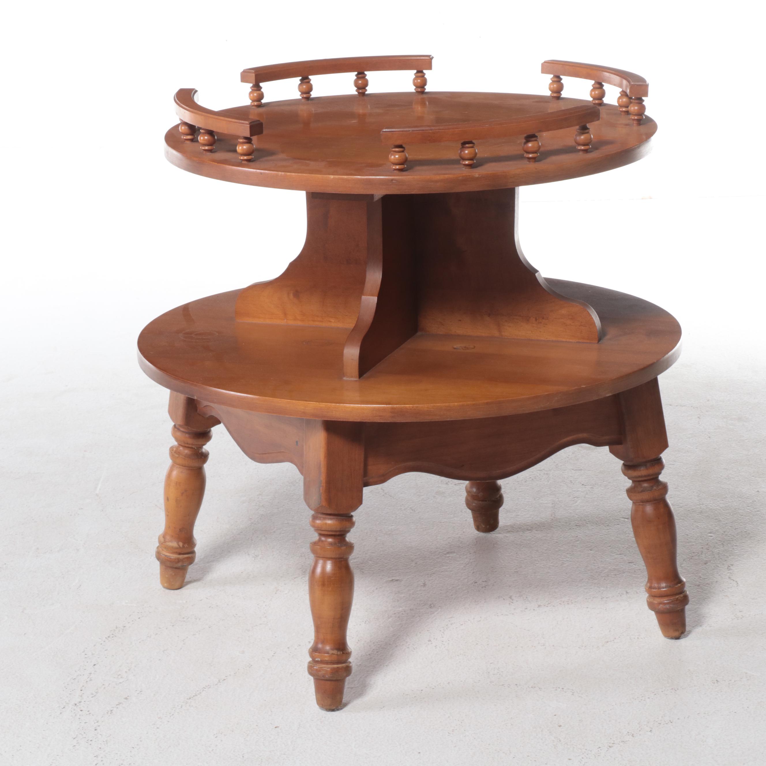 American Colonial Style Maple Two-Tier Side Table, Mid-20th Century