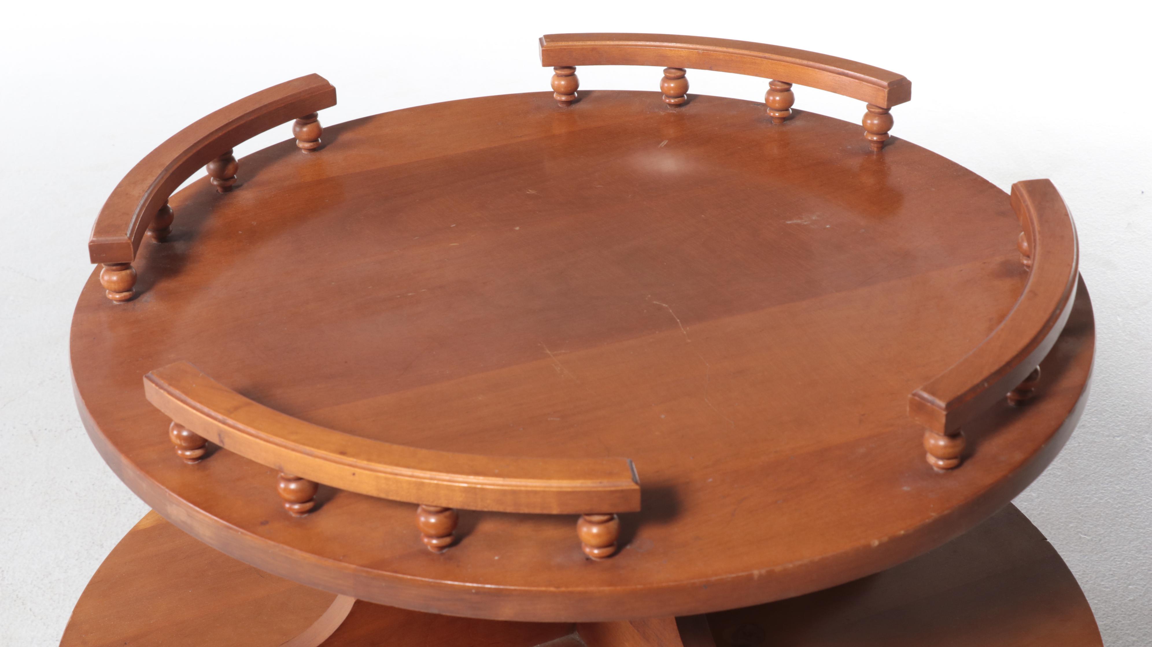 American Colonial Style Maple Two-Tier Side Table, Mid-20th Century