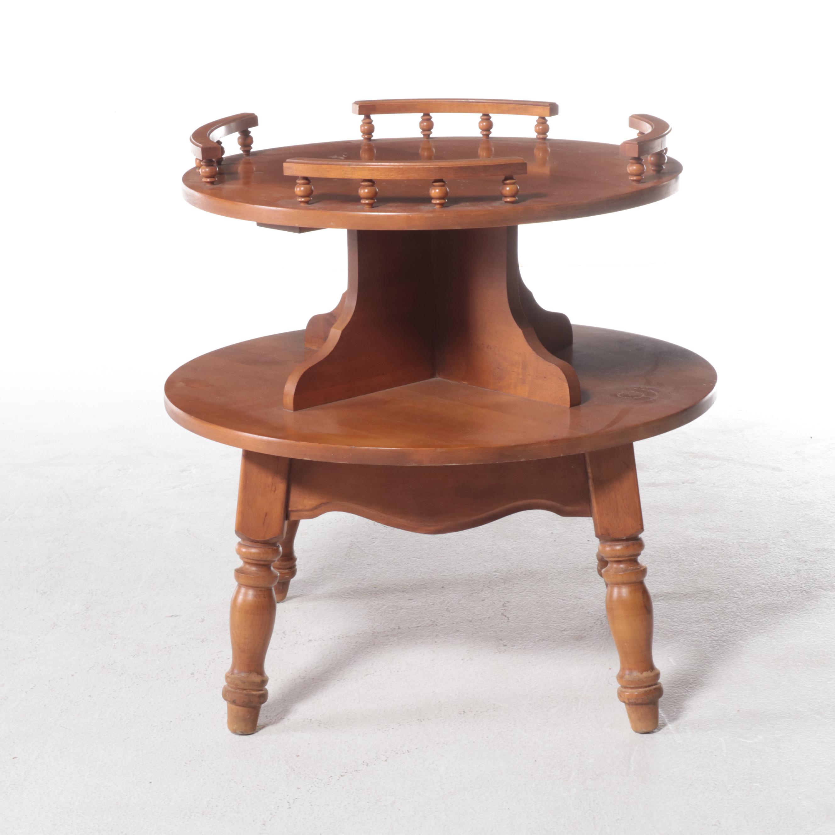 American Colonial Style Maple Two-Tier Side Table, Mid-20th Century