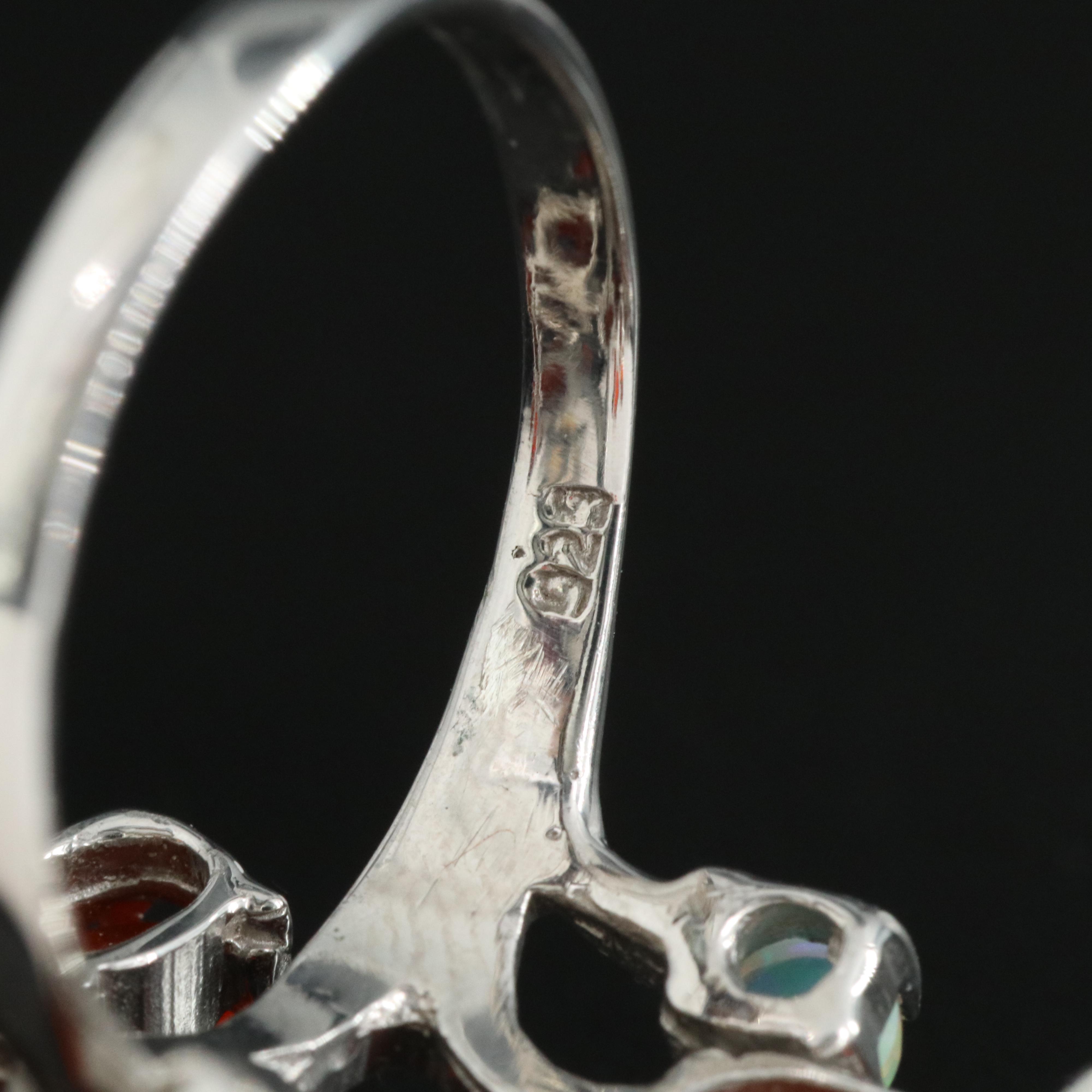 Sterling Fire Opal and Opal Ring