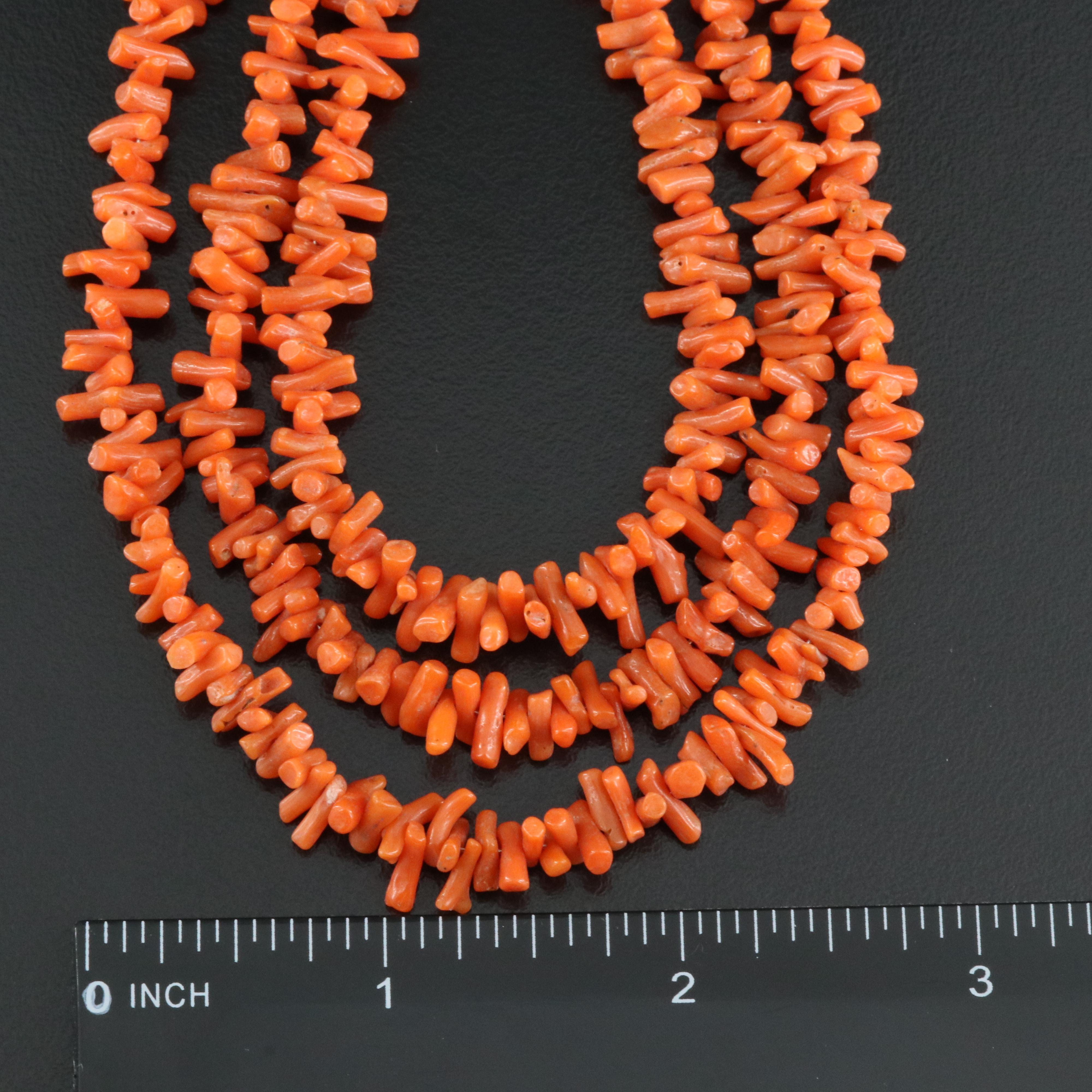 Layered Triple Strand Coral Necklace