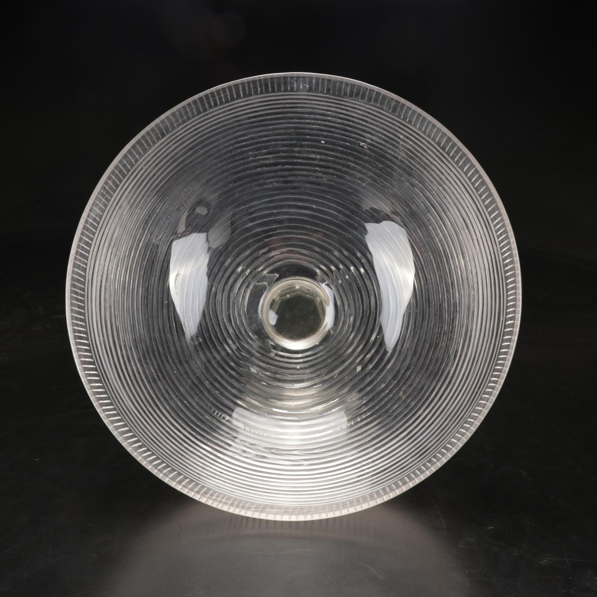 Hand Cut Crystal Footed Punch Bowl Features Square Cut Platform Base