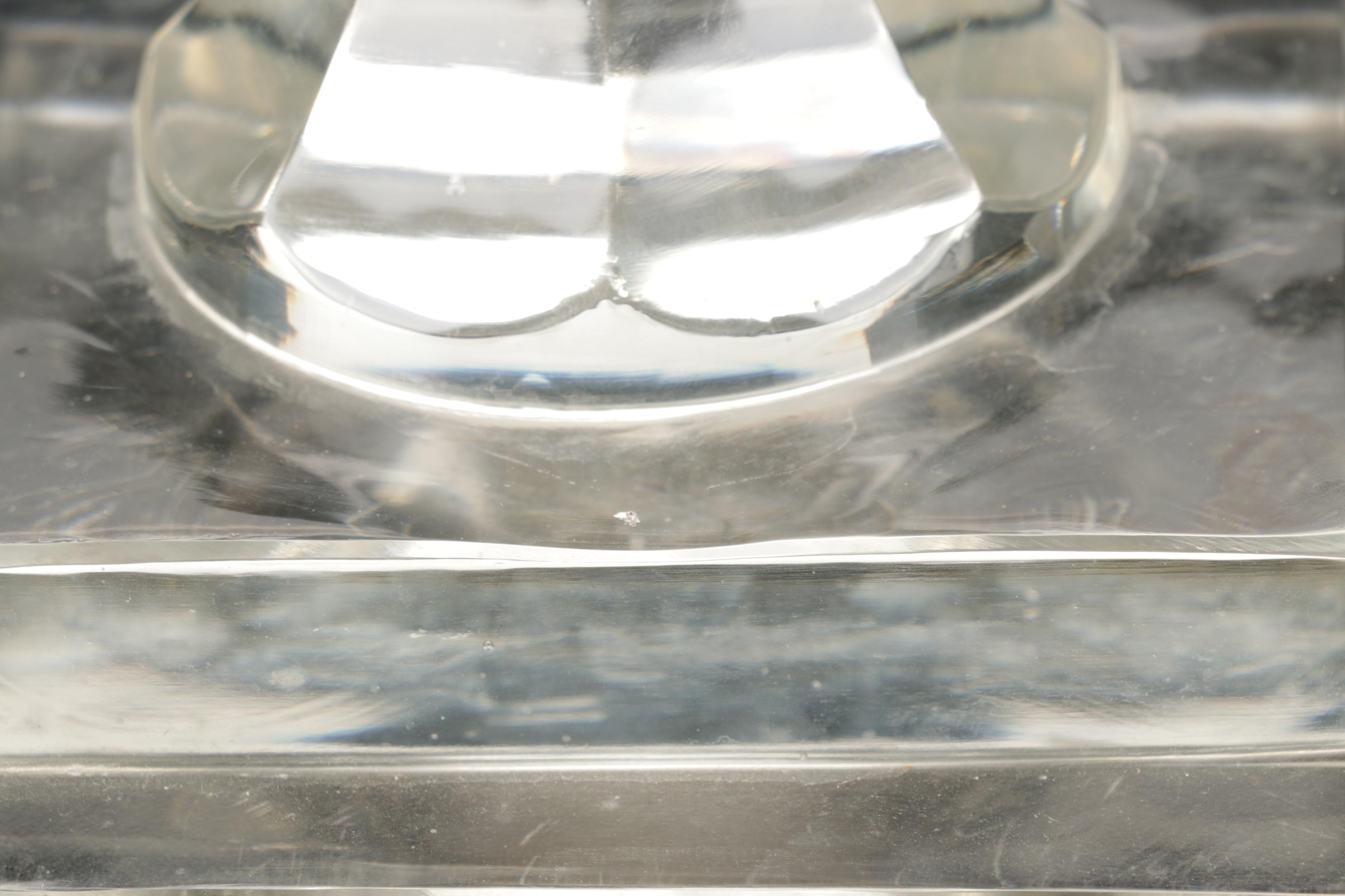 Hand Cut Crystal Footed Punch Bowl Features Square Cut Platform Base