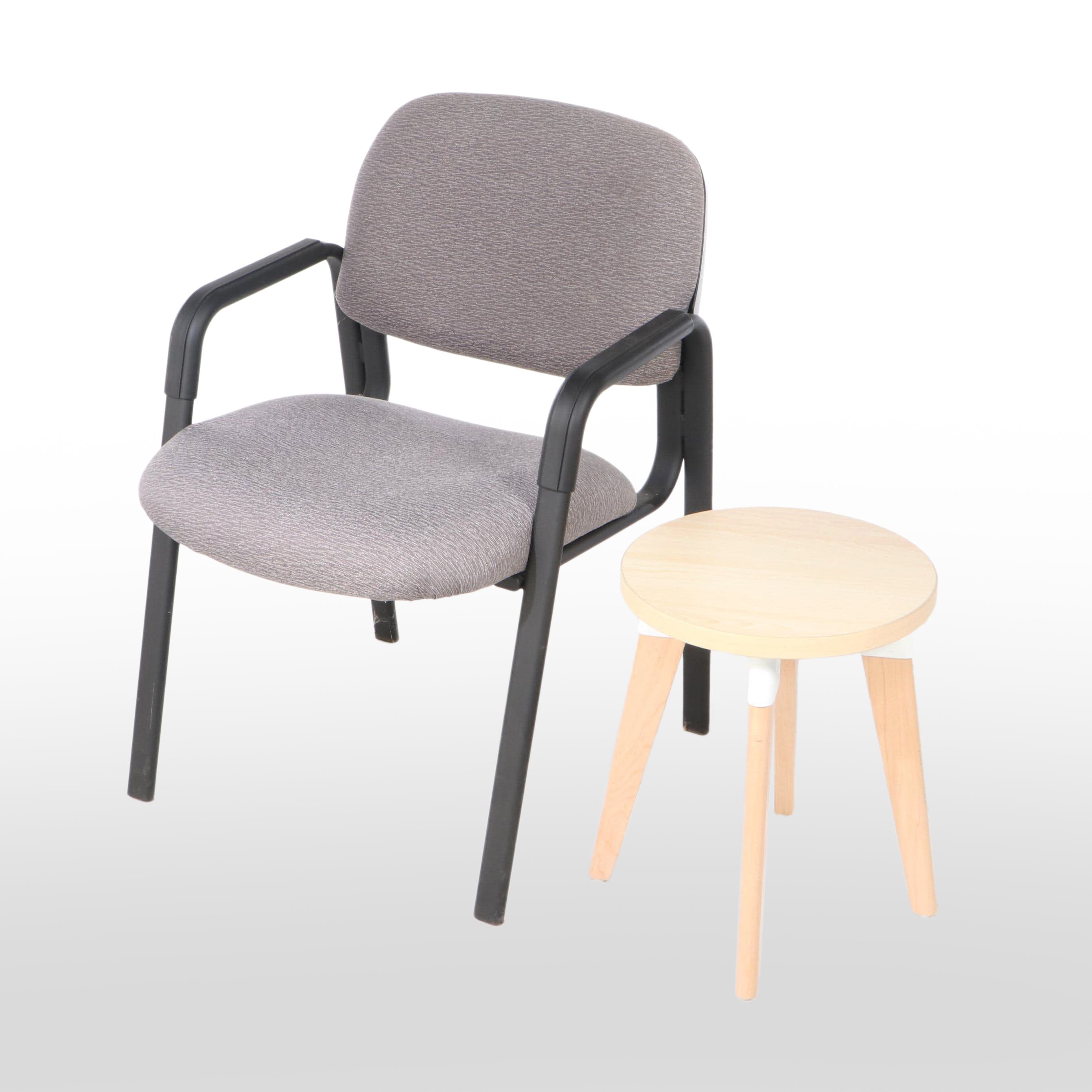 Safco Upholstered Office Chair and Modern Style Side Table