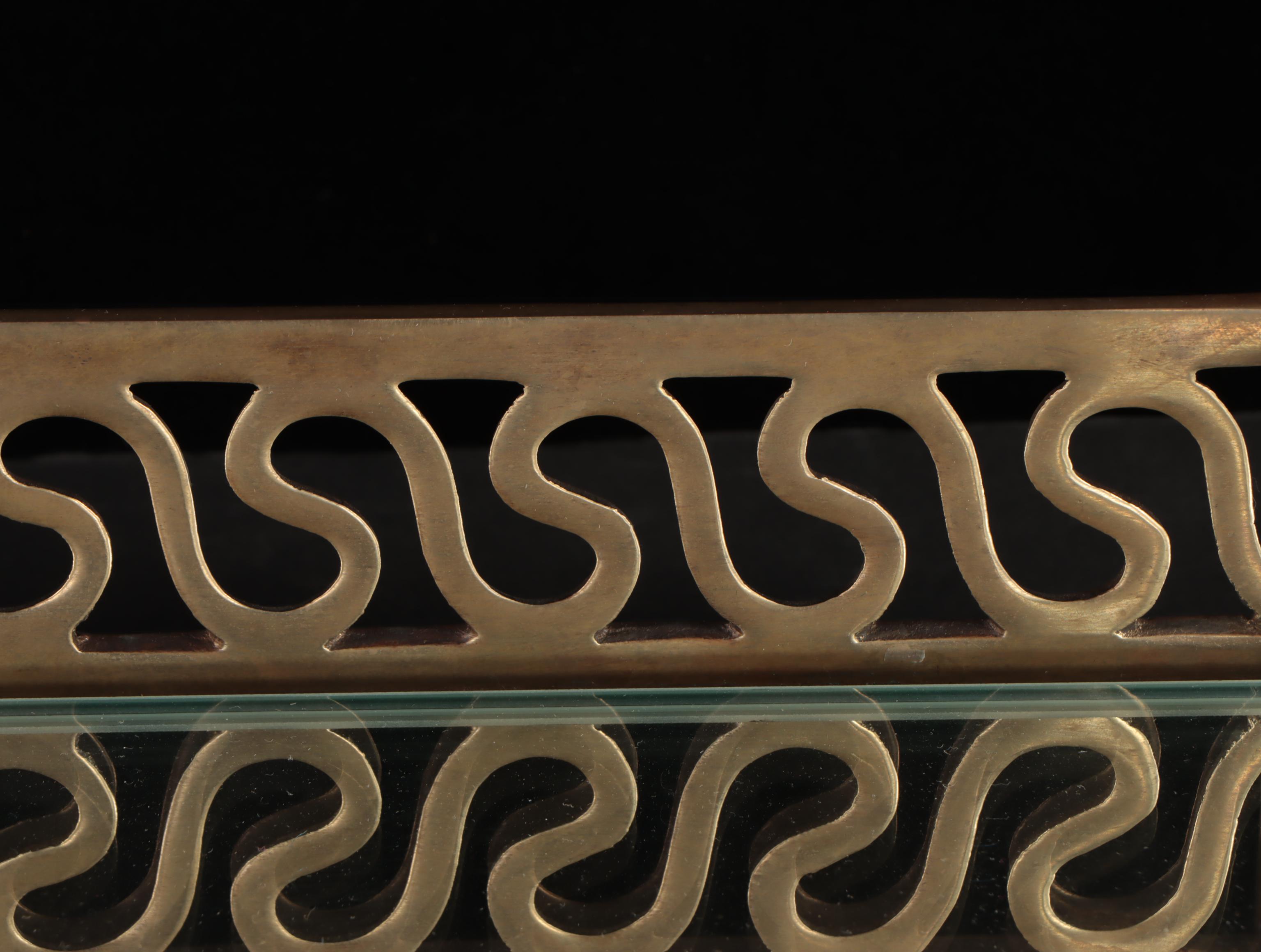 Neoclassical Style Castilian Imports Brass Plateau Mirror Sectioned Gallery Tray