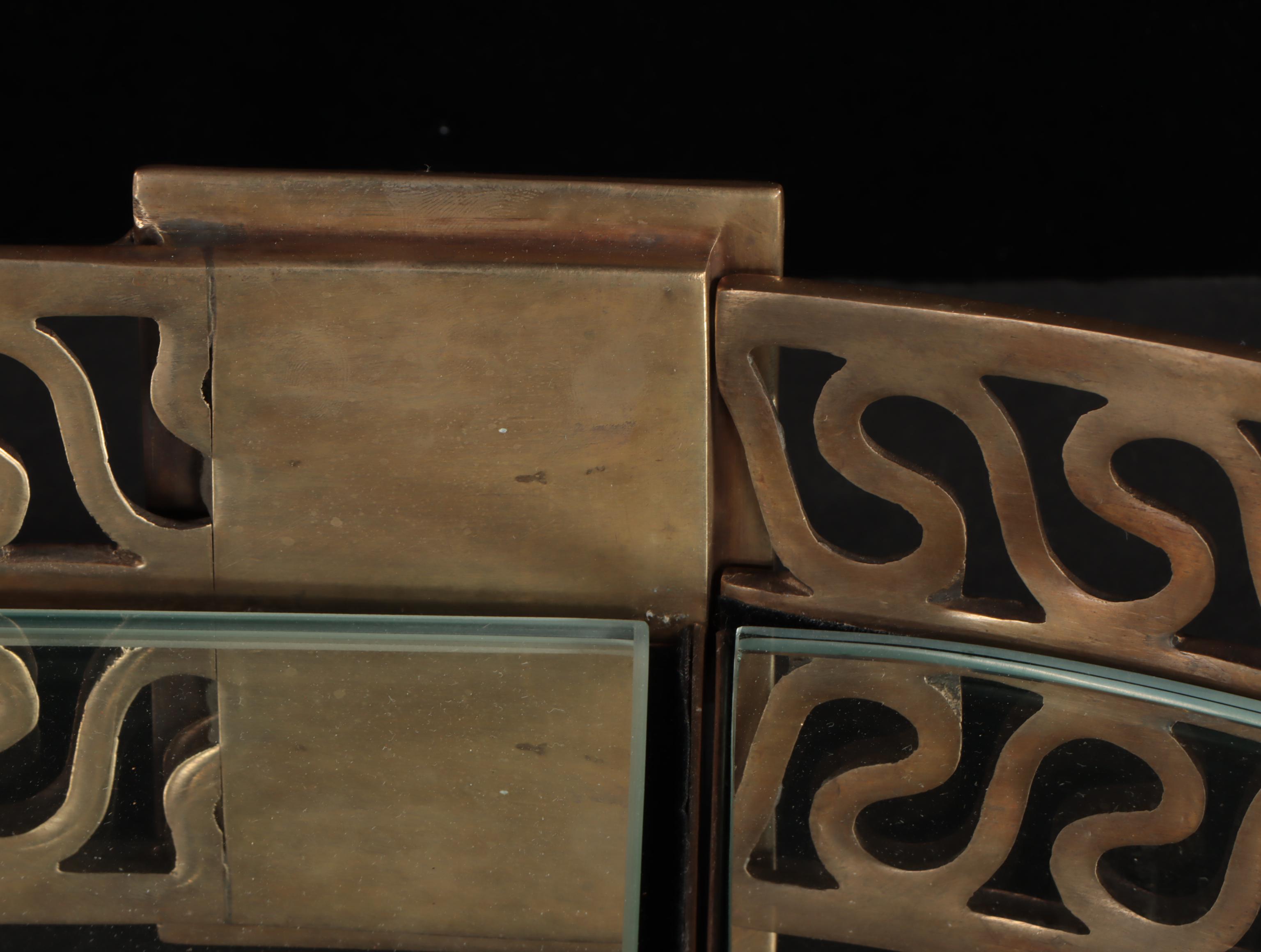 Neoclassical Style Castilian Imports Brass Plateau Mirror Sectioned Gallery Tray