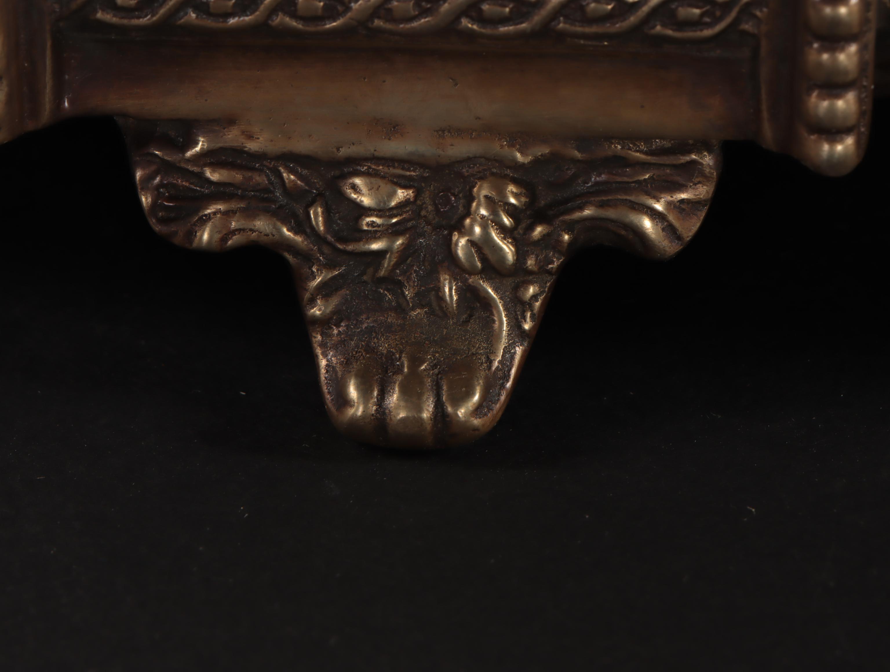 Neoclassical Style Castilian Imports Brass Plateau Mirror Sectioned Gallery Tray