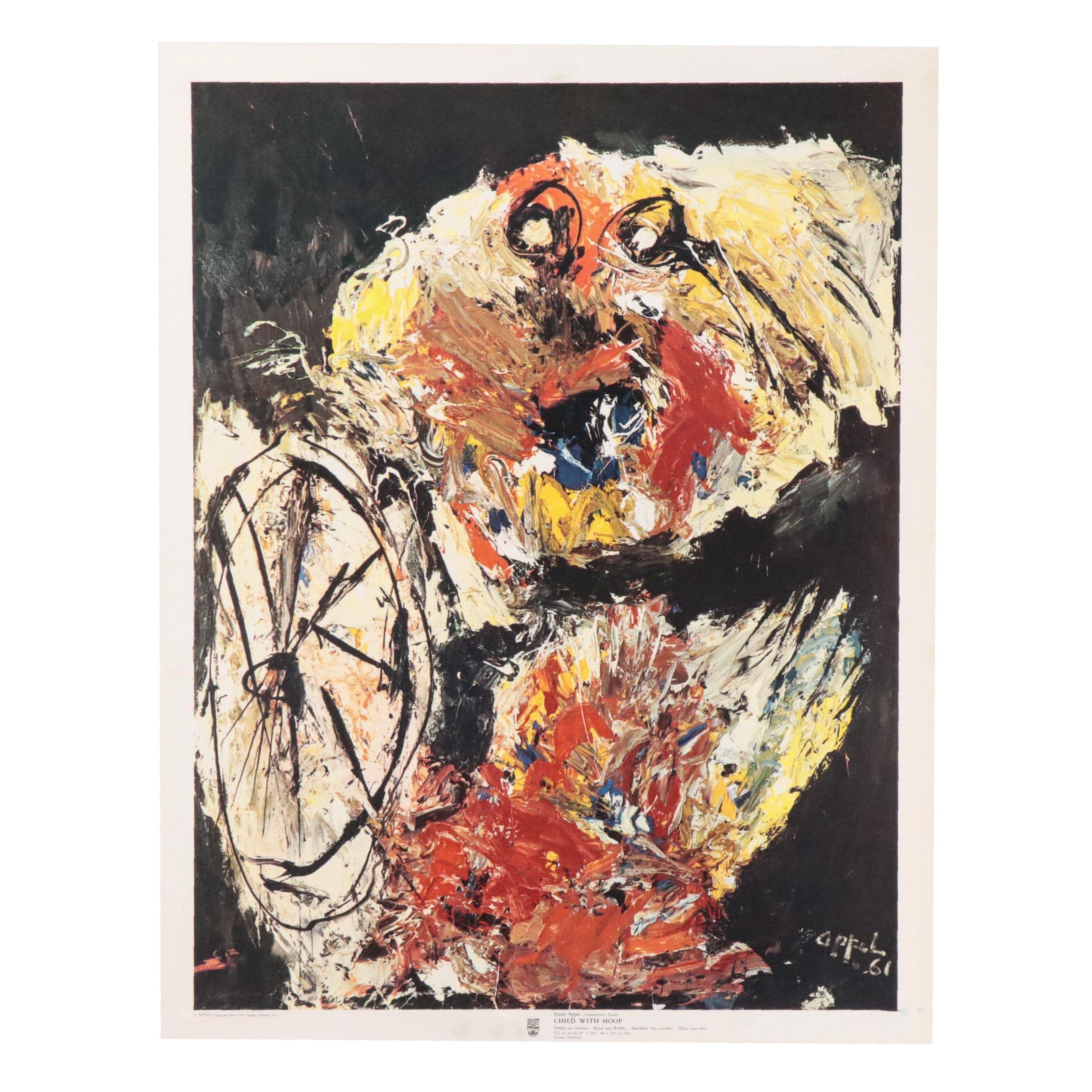 Offset Lithograph After Karel Christiaan Appel "Child with Hoop"