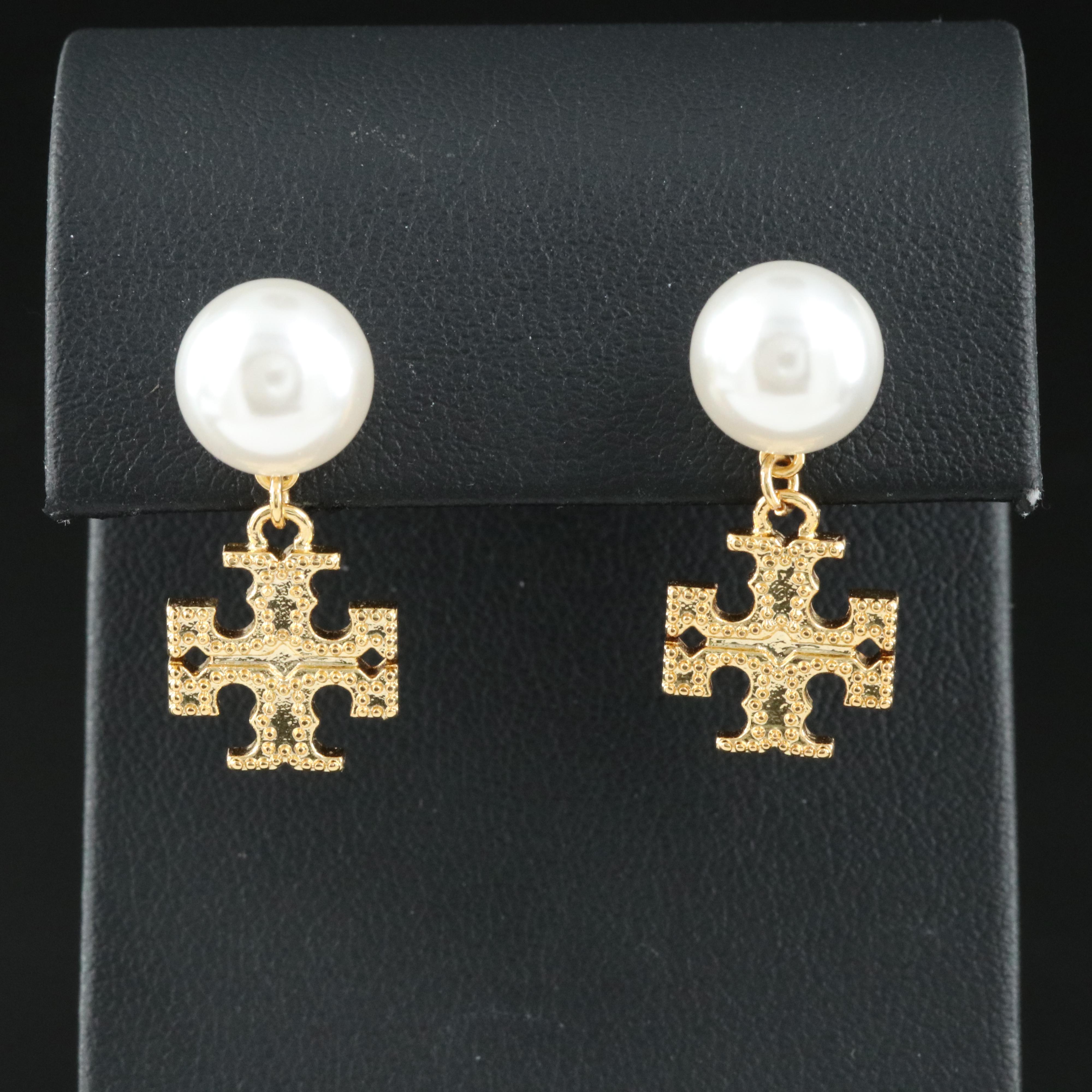 Tory Burch Kira Faux Pearl Drop Earrings