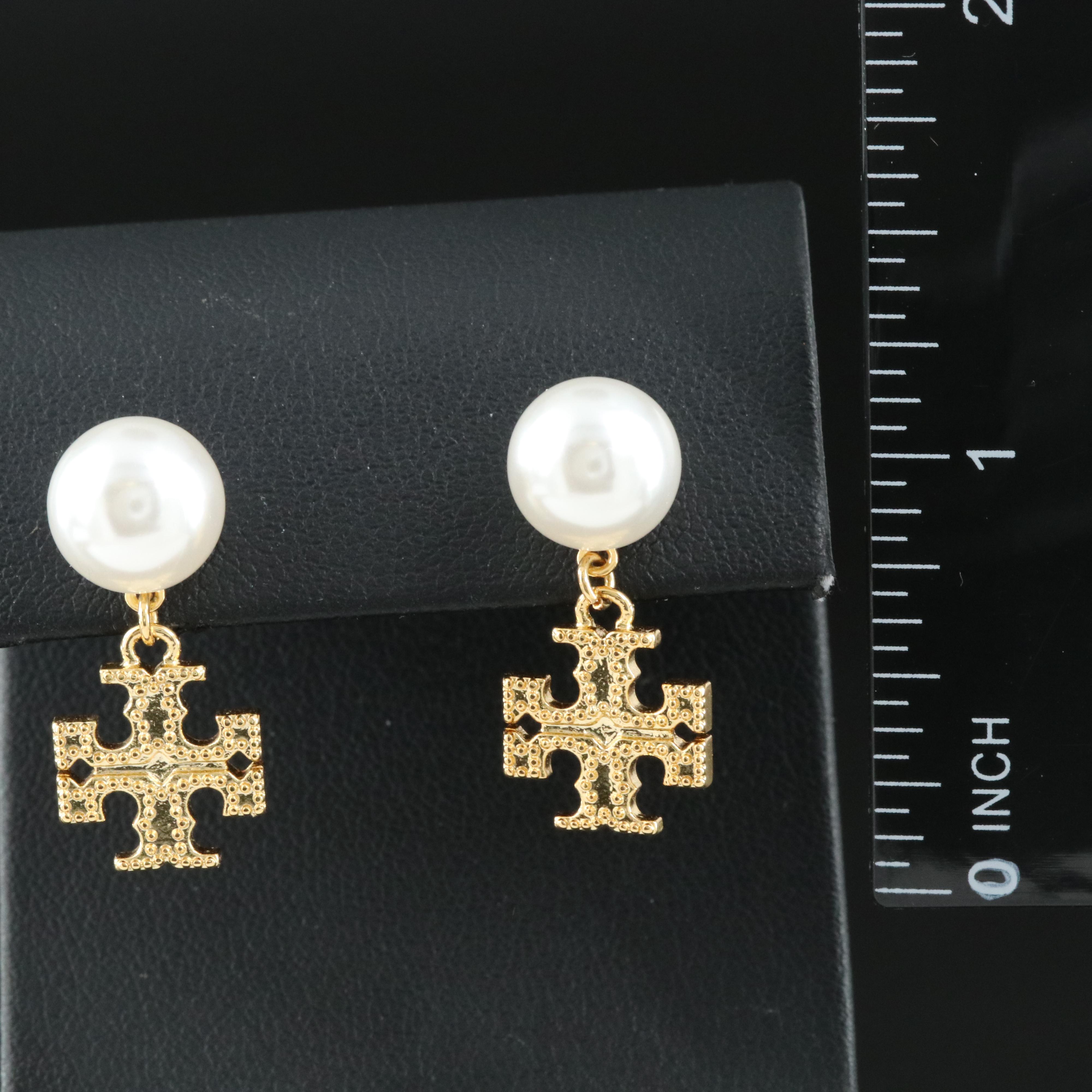 Tory Burch Kira Faux Pearl Drop Earrings