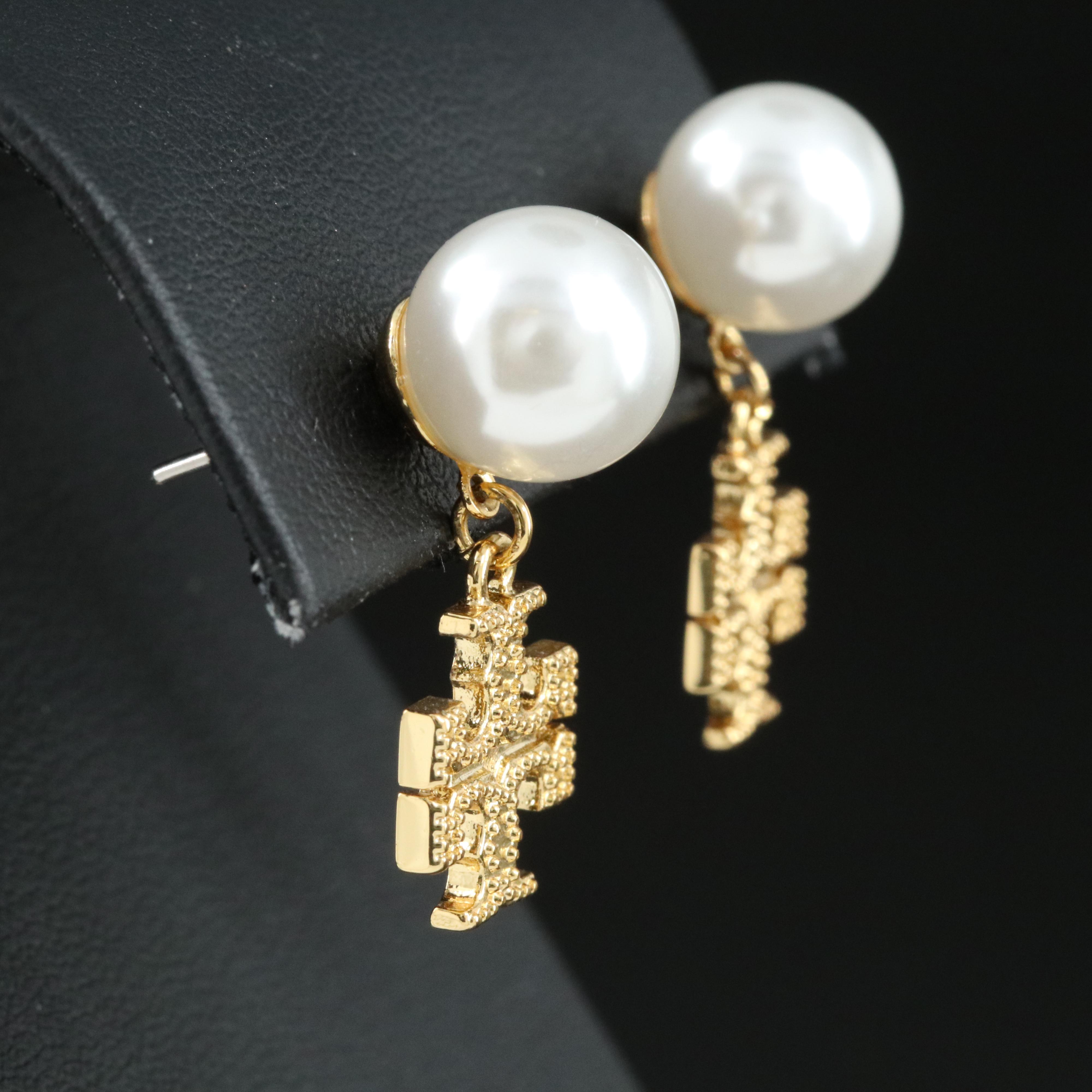 Tory Burch Kira Faux Pearl Drop Earrings