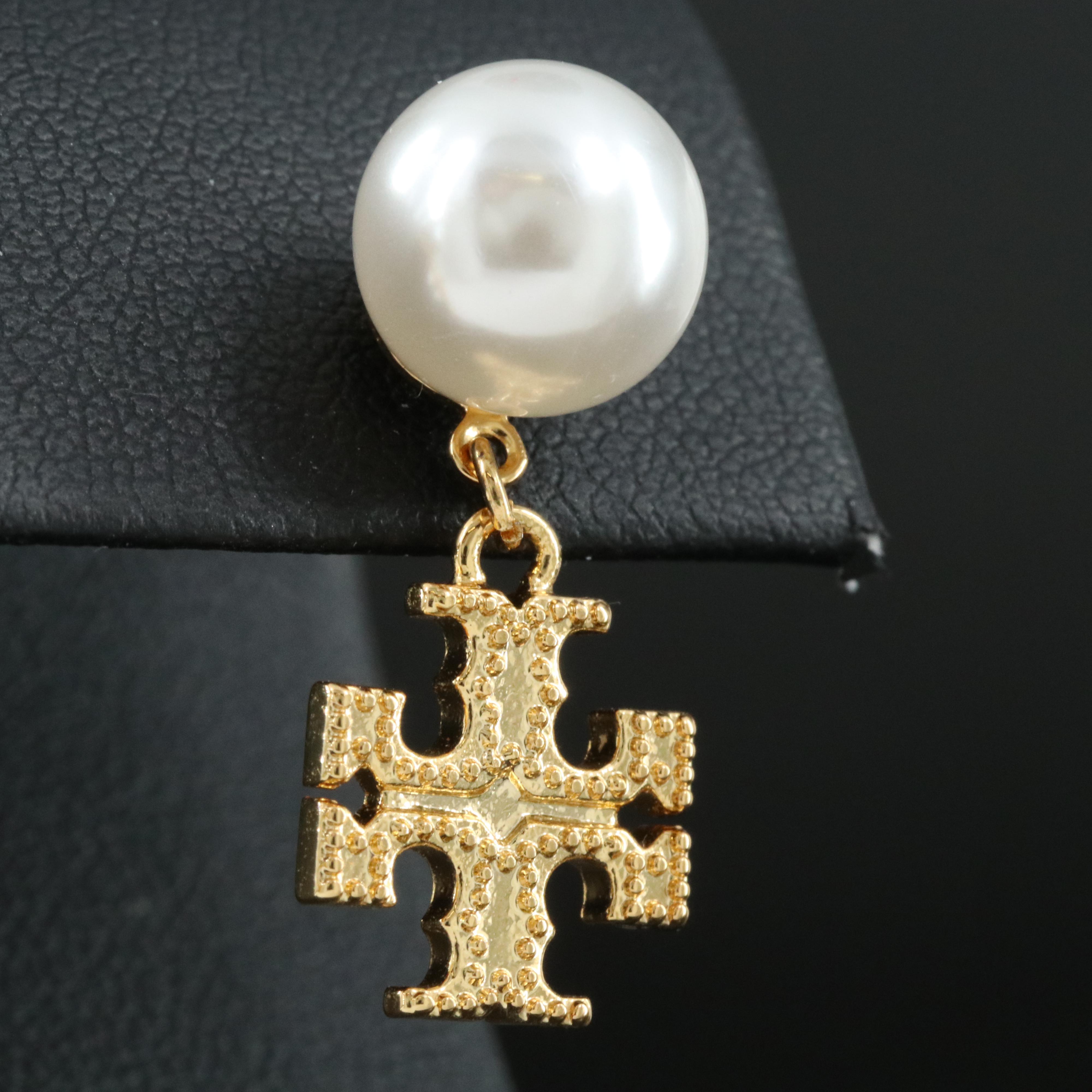 Tory Burch Kira Faux Pearl Drop Earrings