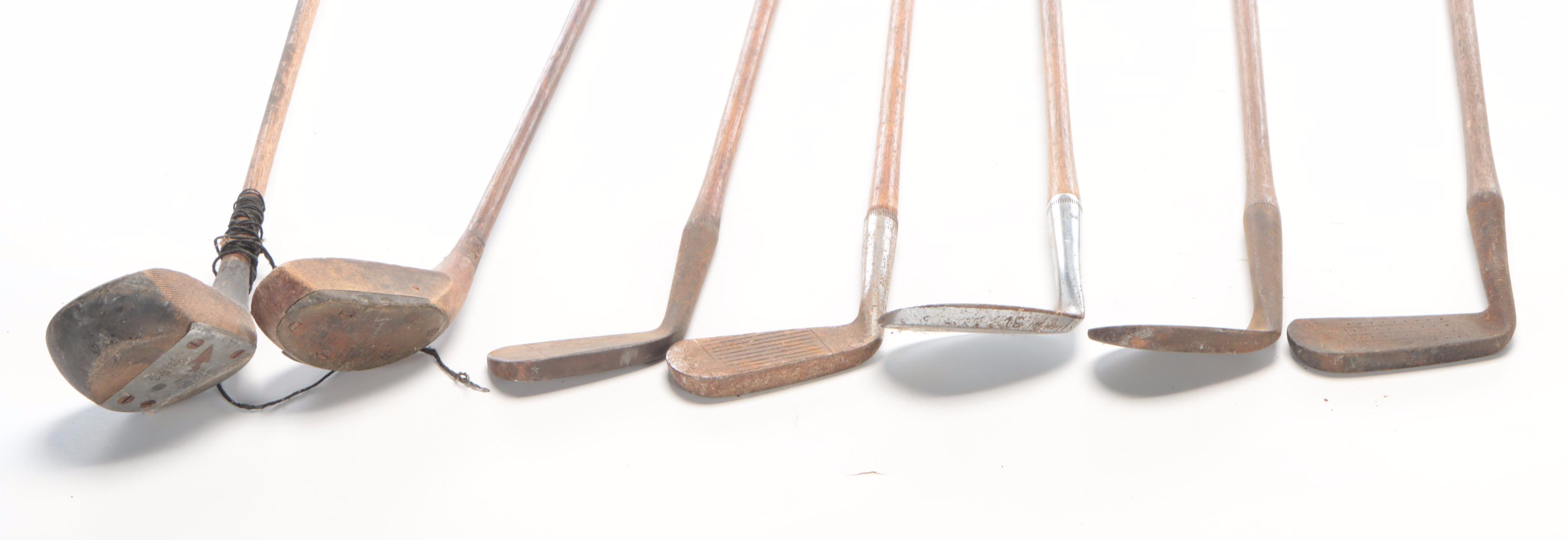 Hickory Shaft Golfing Irons and Woods