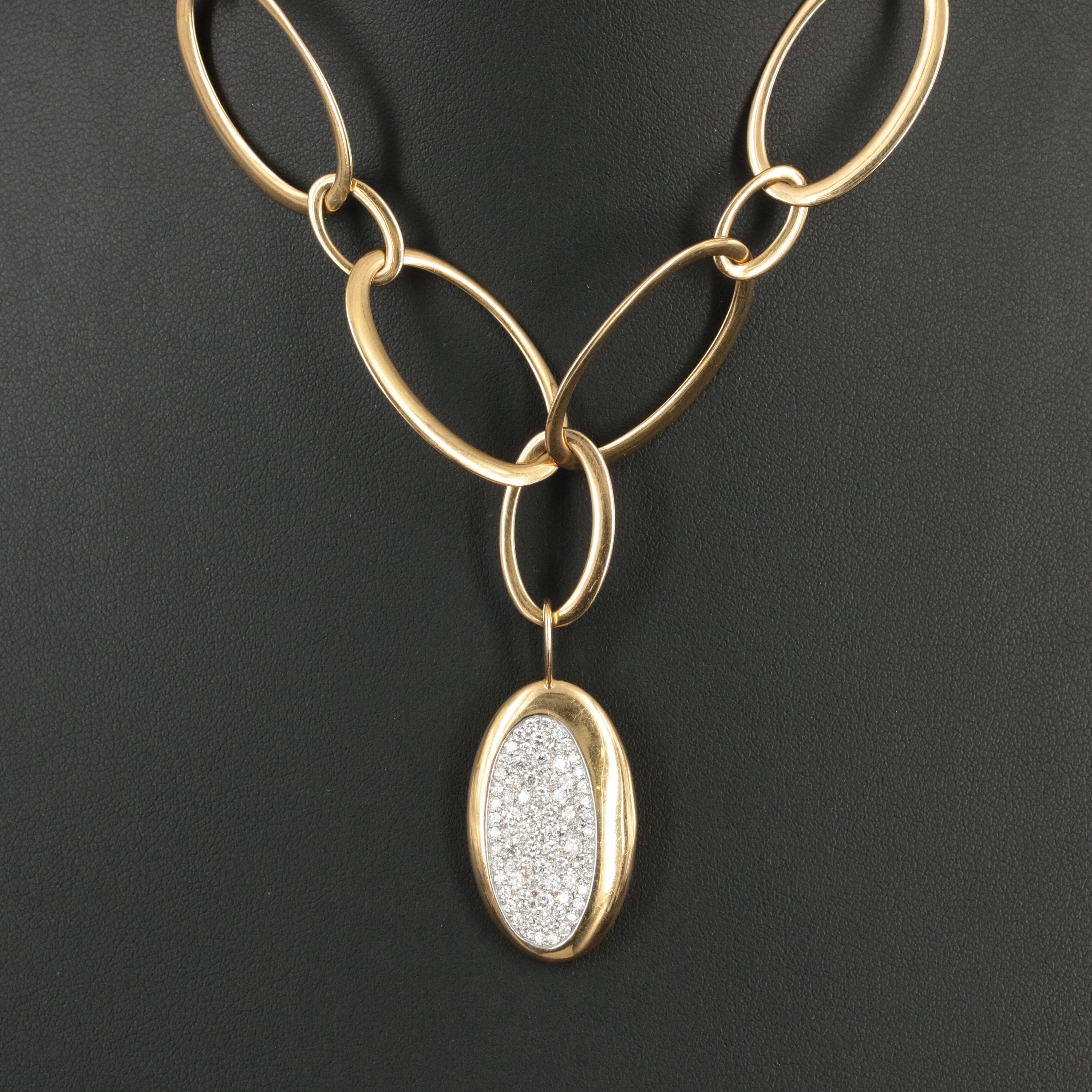 Roberto Coin 'Capri Plus'  18K 1.43 CTW Diamond Oval Link Necklace