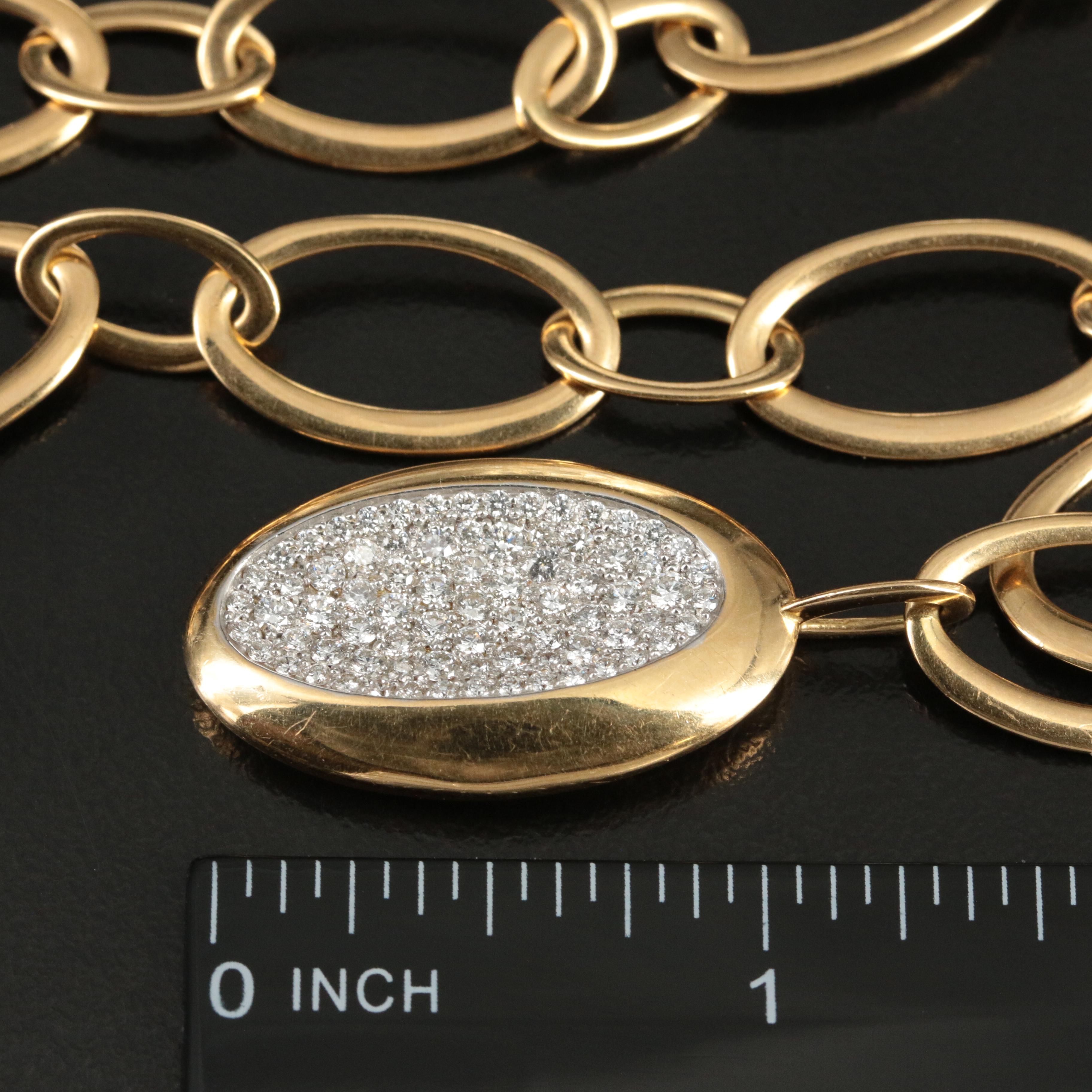 Roberto Coin 'Capri Plus'  18K 1.43 CTW Diamond Oval Link Necklace