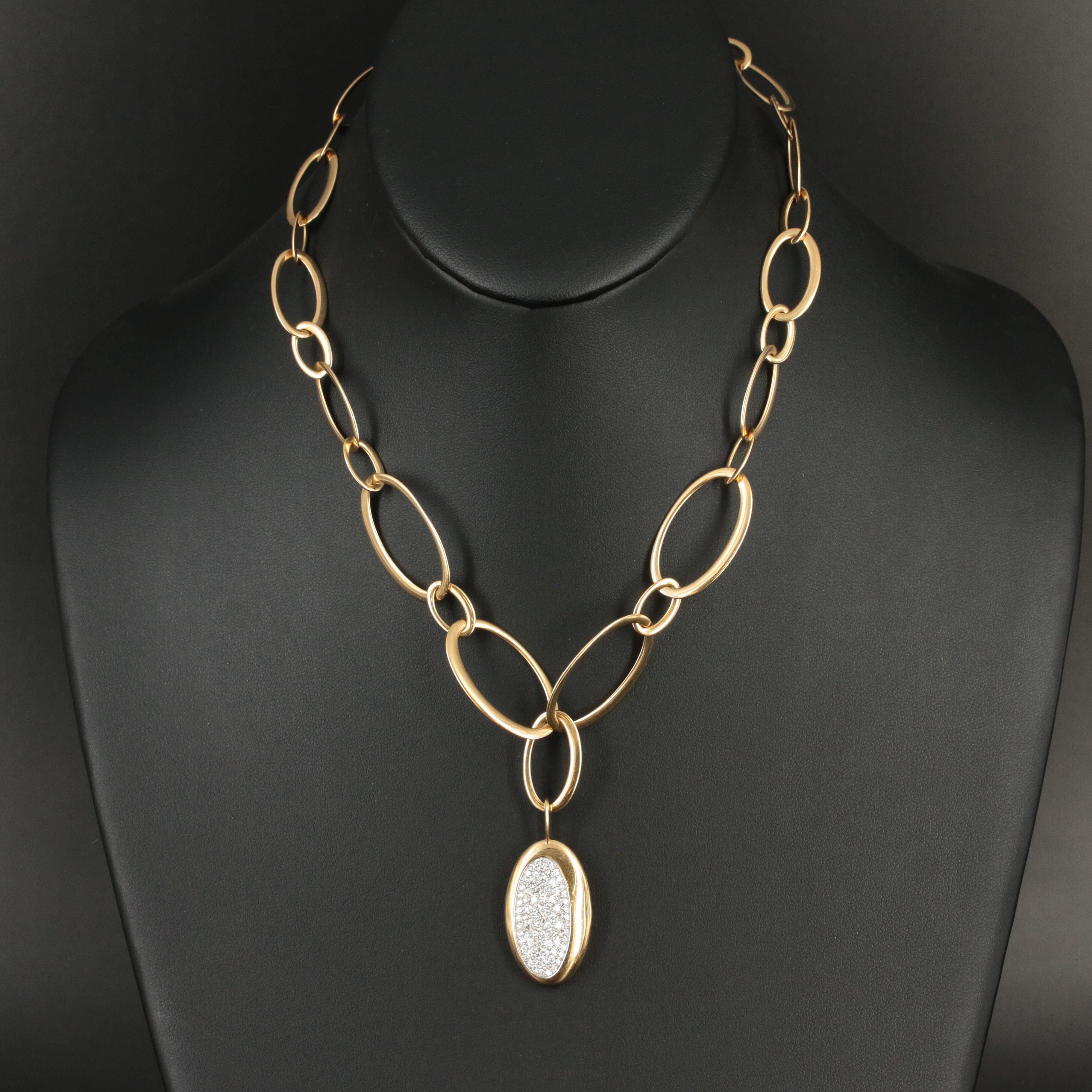 Roberto Coin 'Capri Plus'  18K 1.43 CTW Diamond Oval Link Necklace