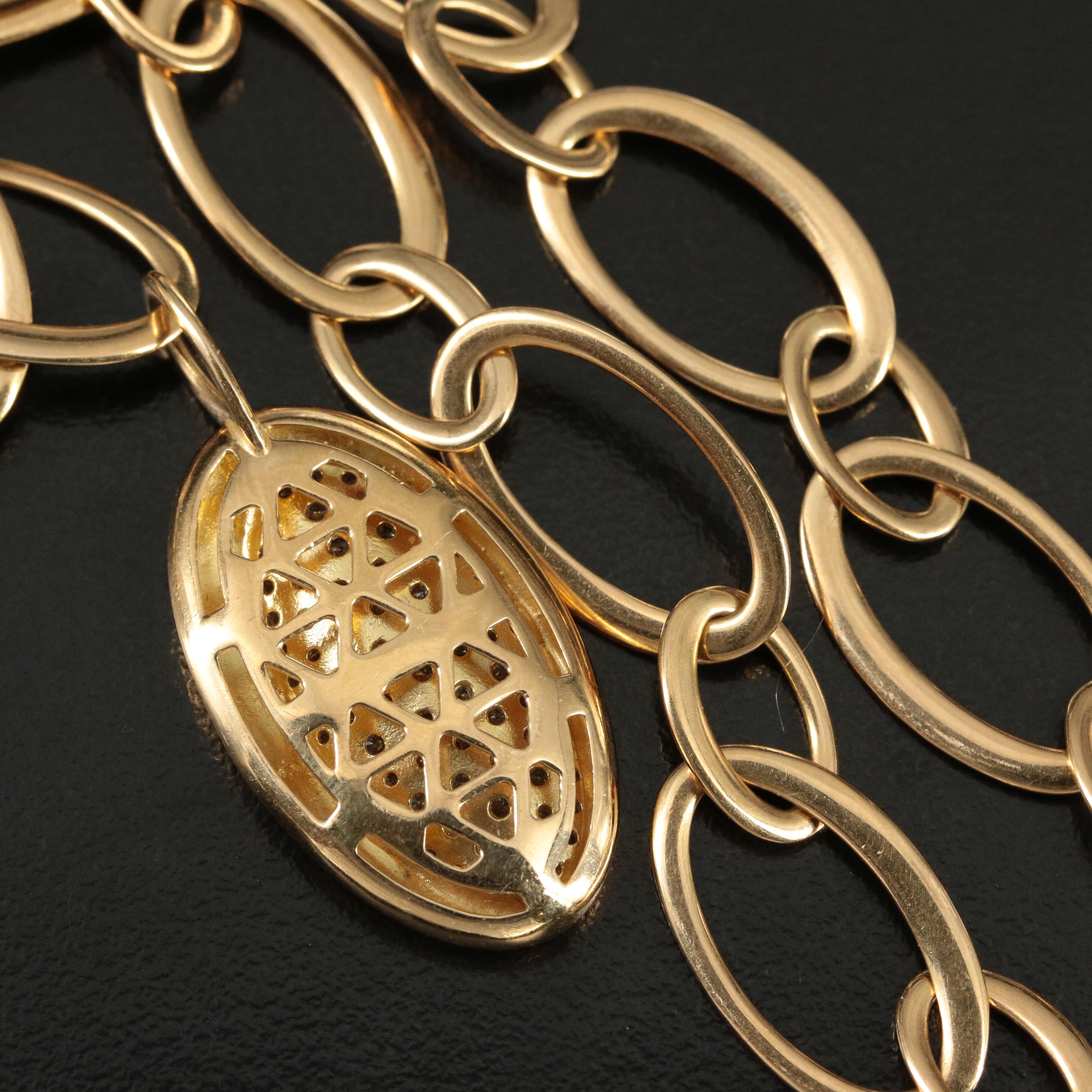 Roberto Coin 'Capri Plus'  18K 1.43 CTW Diamond Oval Link Necklace