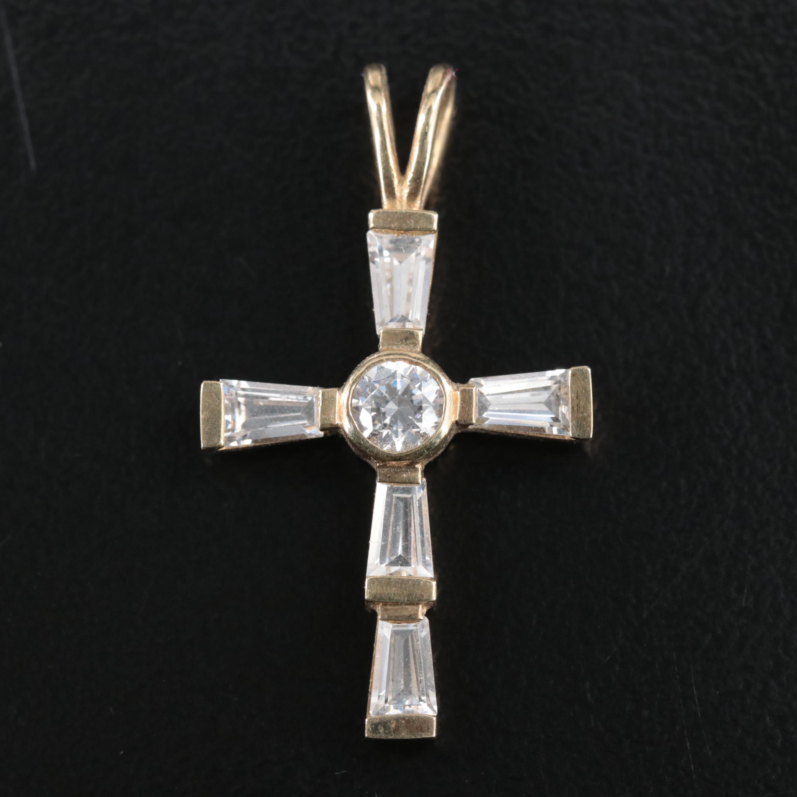 10K CZ Cross Pendant