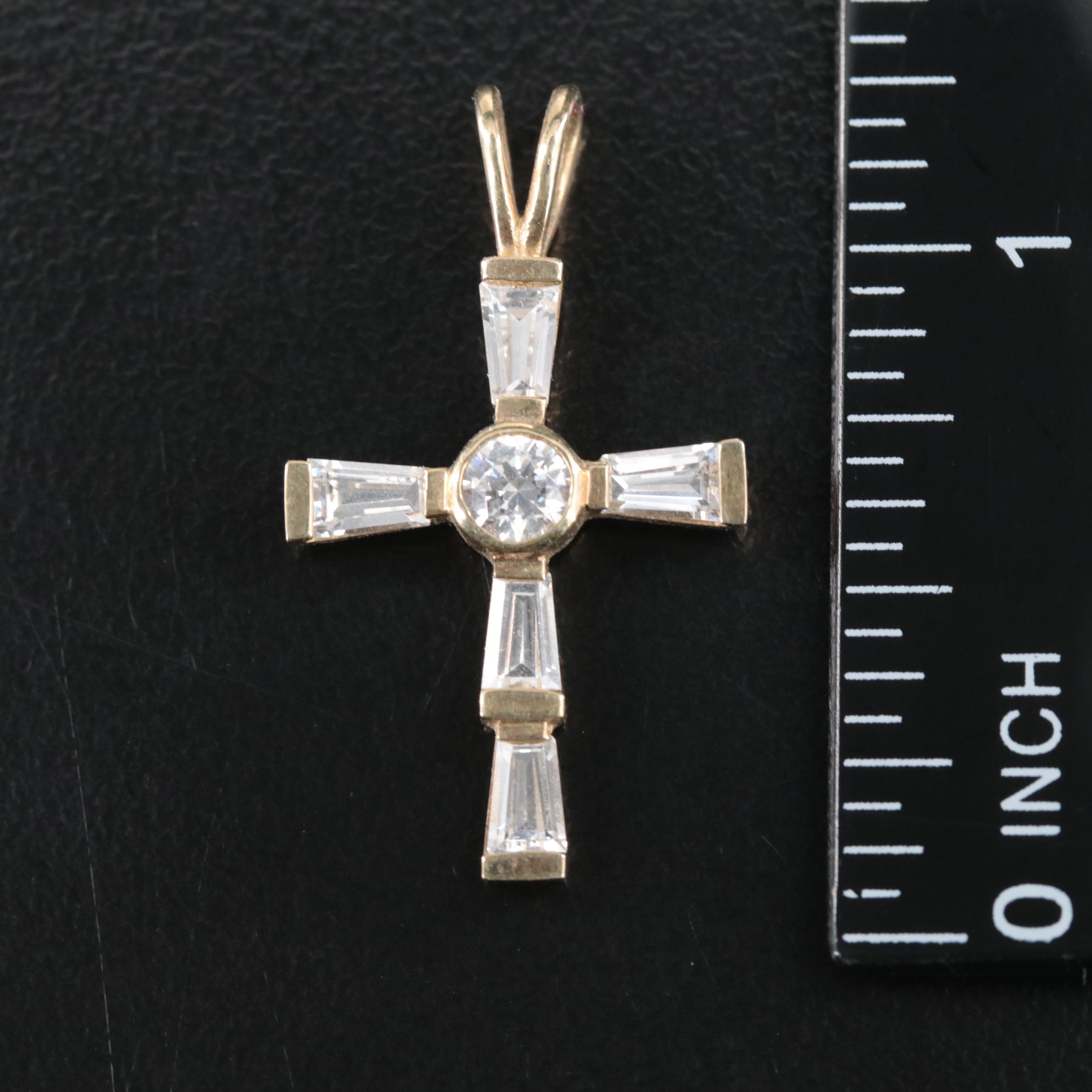 10K CZ Cross Pendant