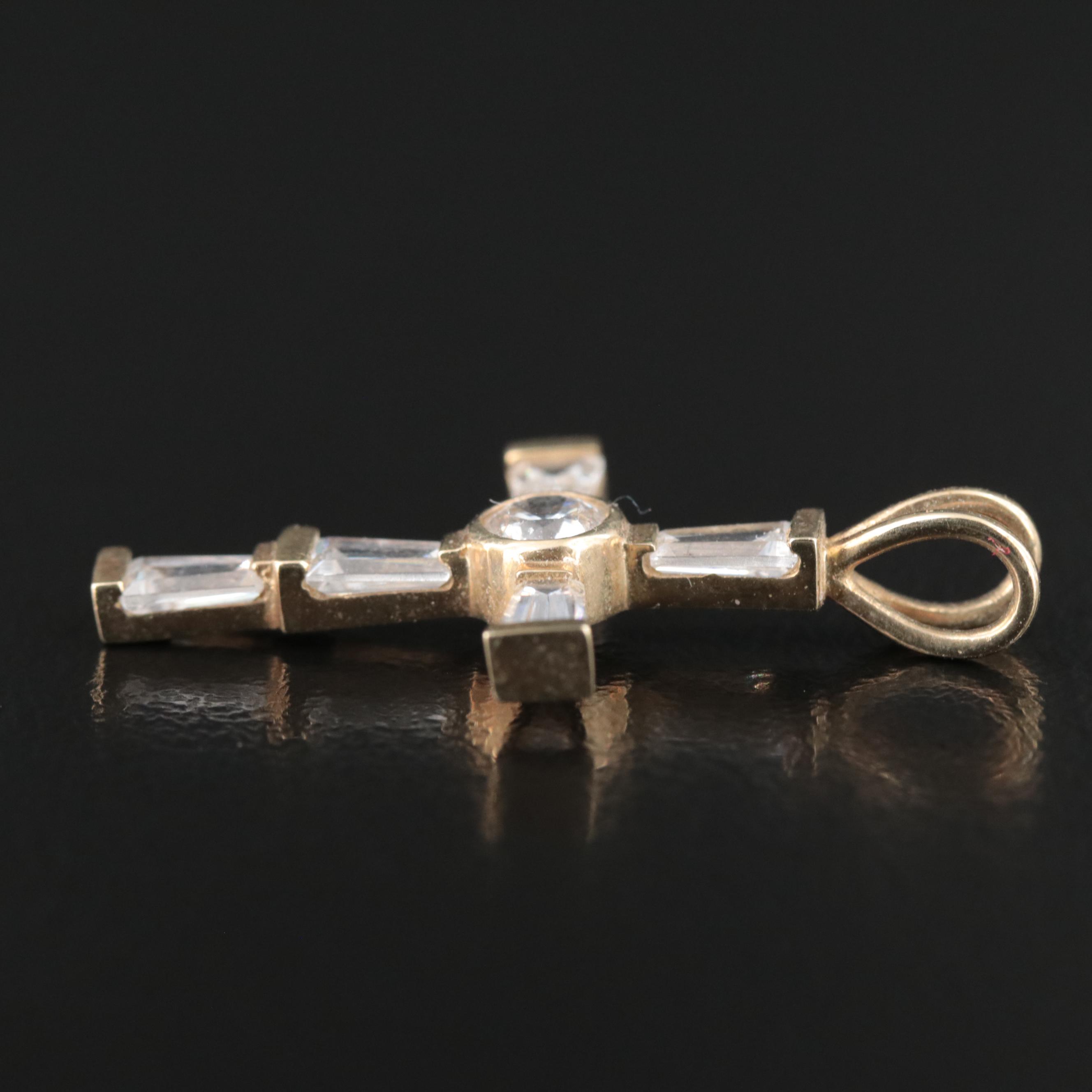 10K CZ Cross Pendant