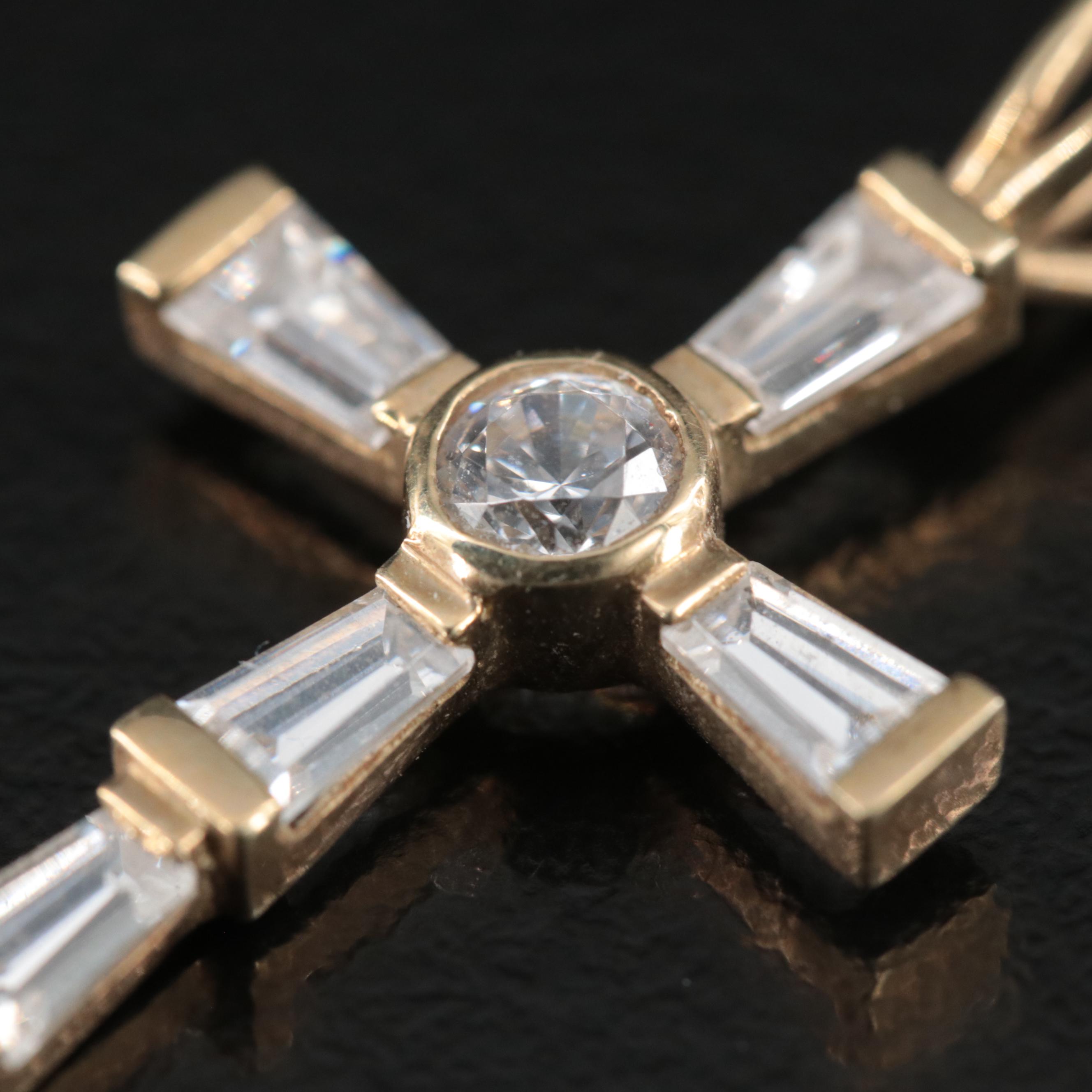 10K CZ Cross Pendant