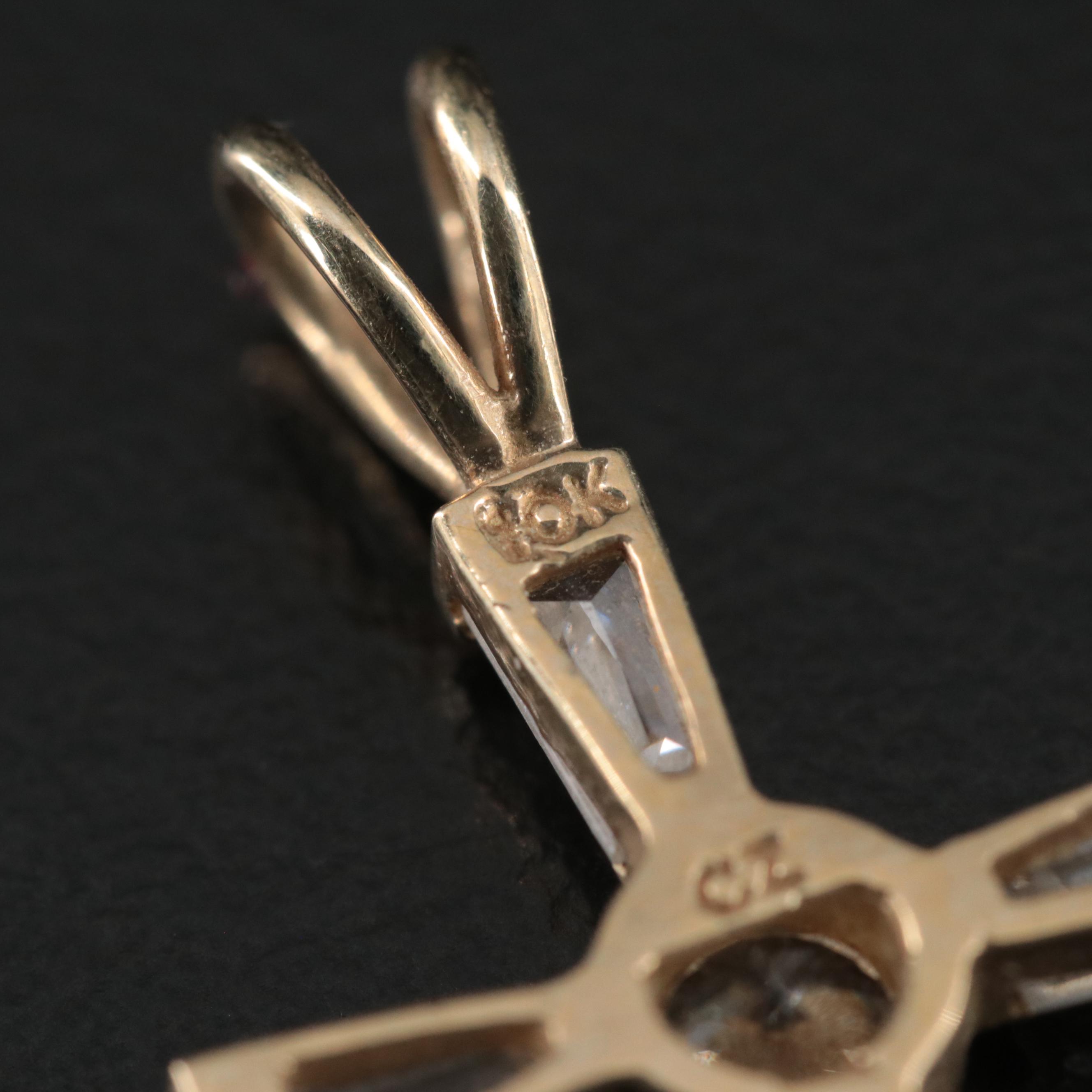 10K CZ Cross Pendant