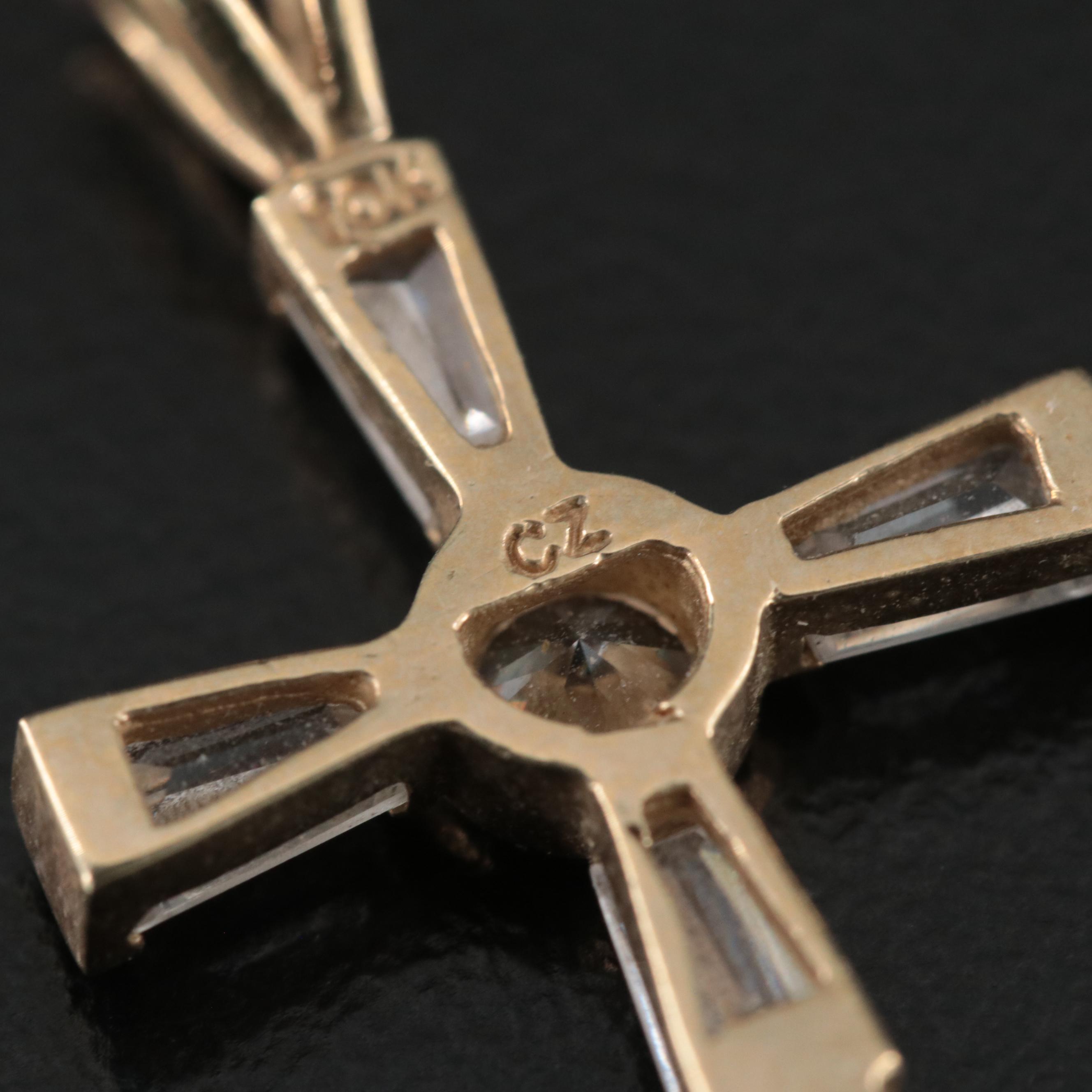 10K CZ Cross Pendant
