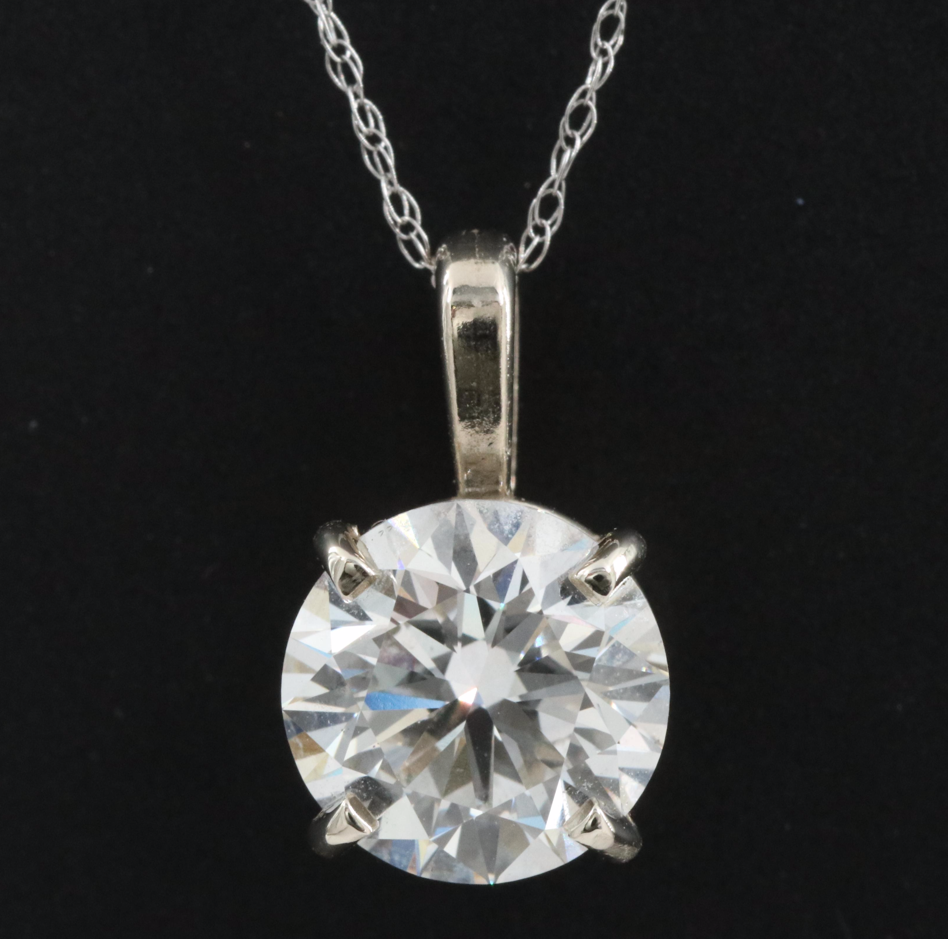 14K 2.17 CTW Lab Grown Diamond Solitaire Pendant Necklace with IGI Report