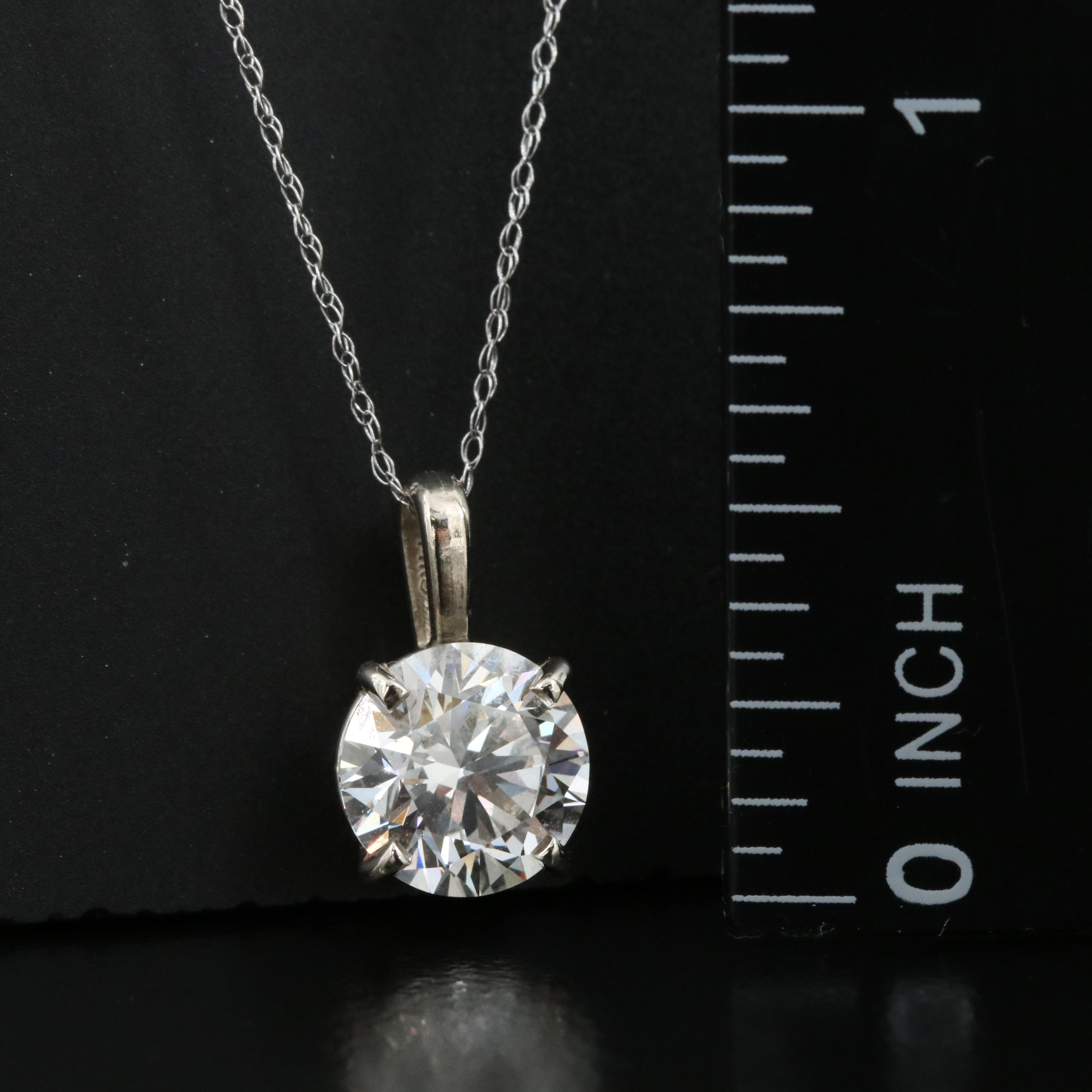 14K 2.17 CTW Lab Grown Diamond Solitaire Pendant Necklace with IGI Report