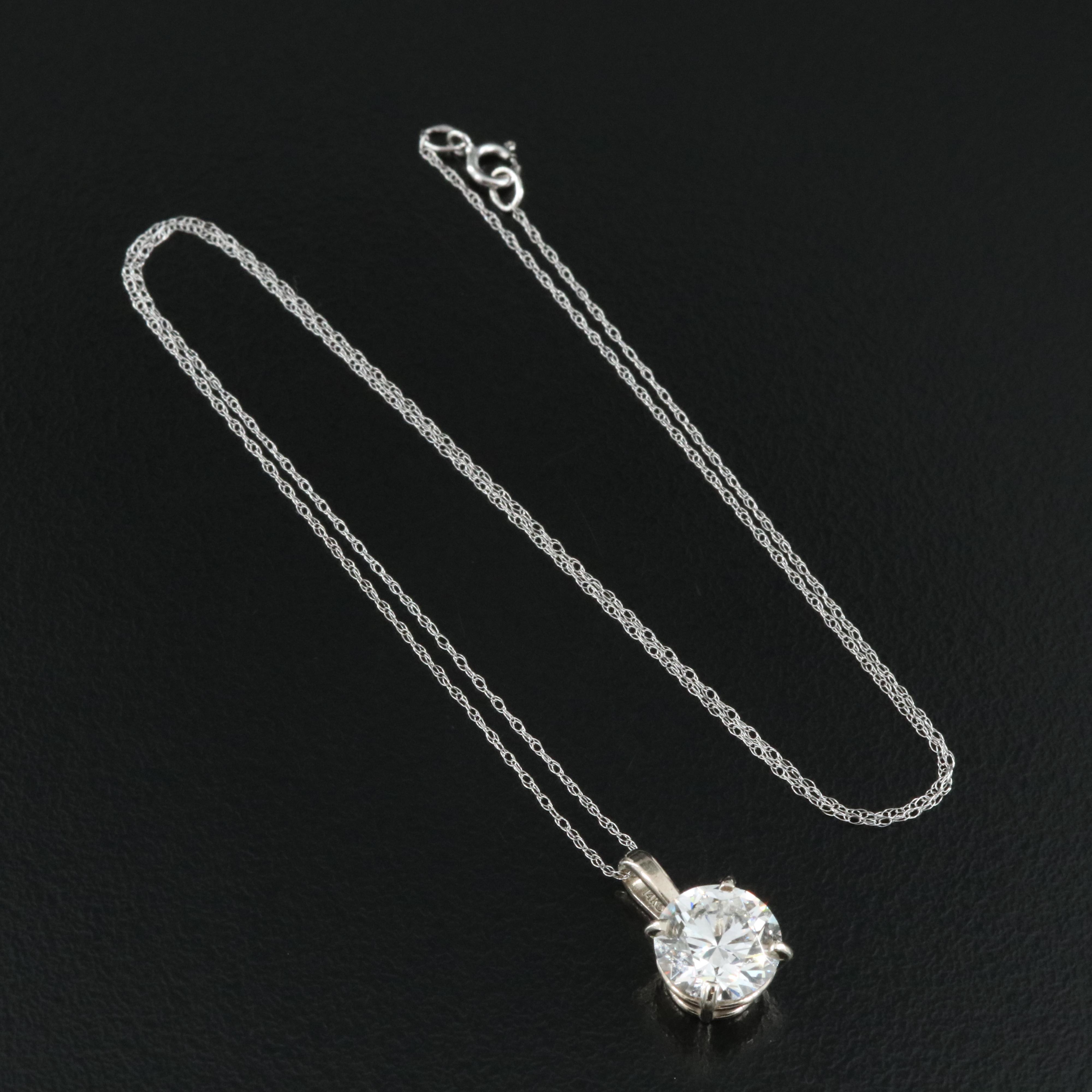 14K 2.17 CTW Lab Grown Diamond Solitaire Pendant Necklace with IGI Report