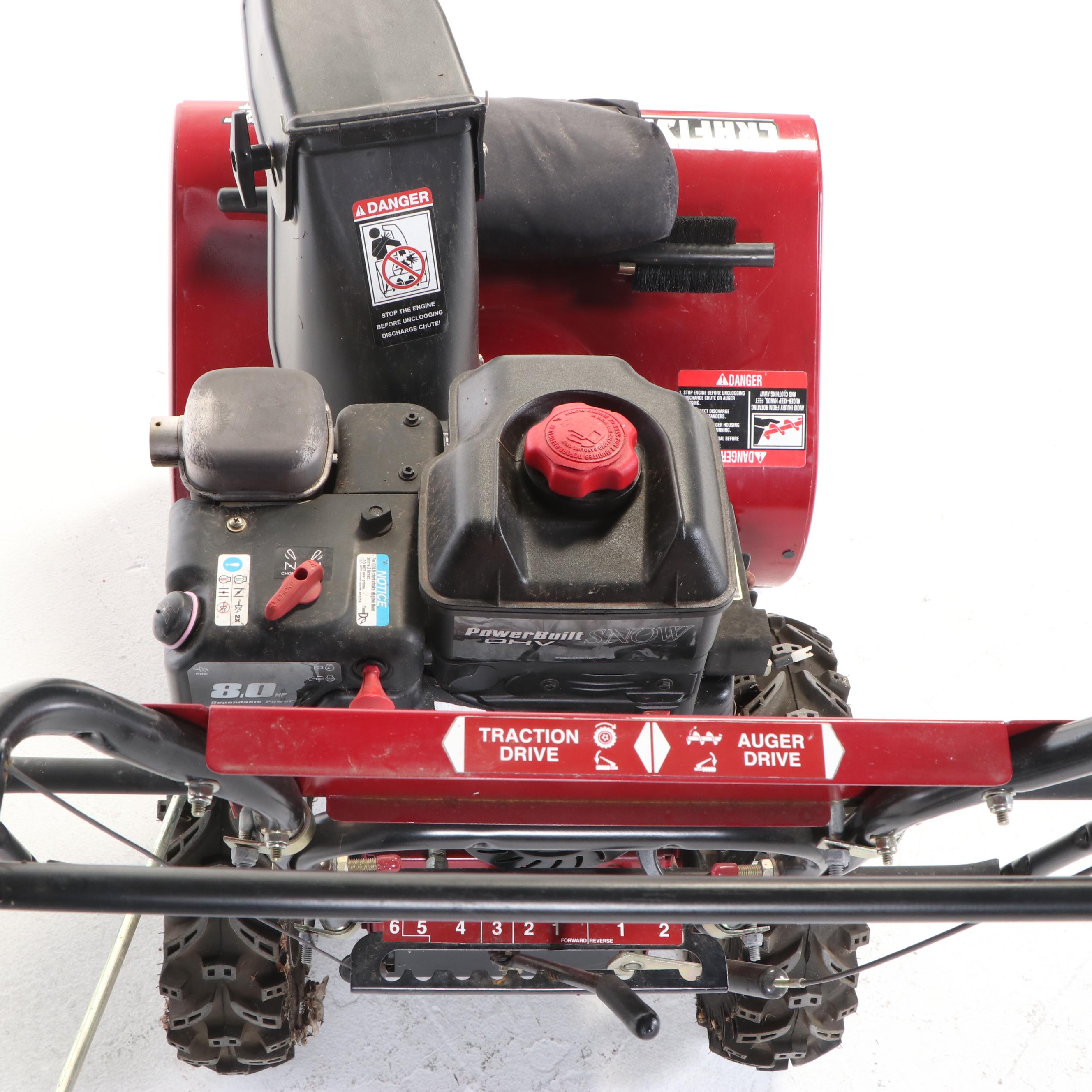 Craftsman 8 HP Gas Powered Snow Blower with Cover and Manual
